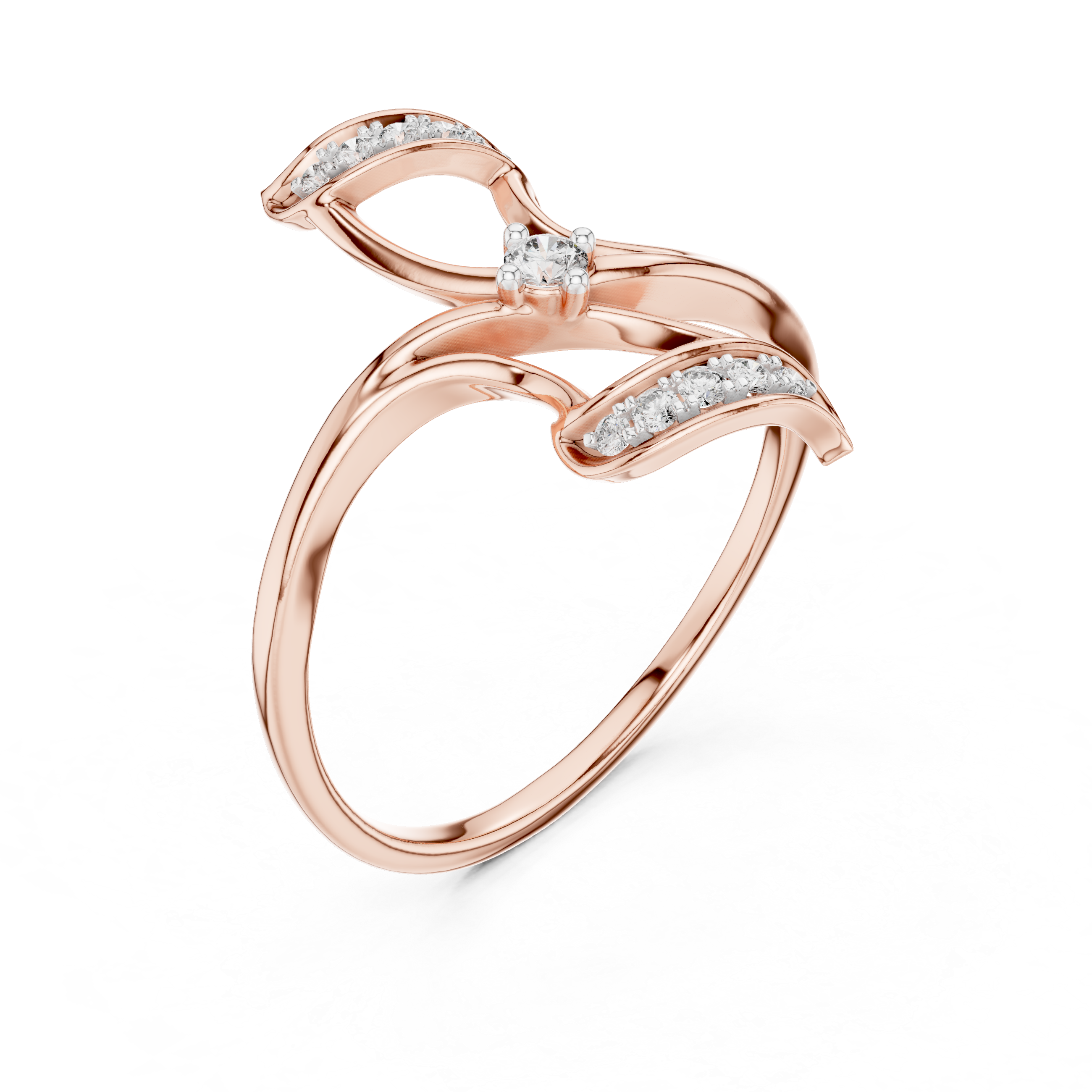 Round Cut Diamond Twist Infinity Solitaire Ring