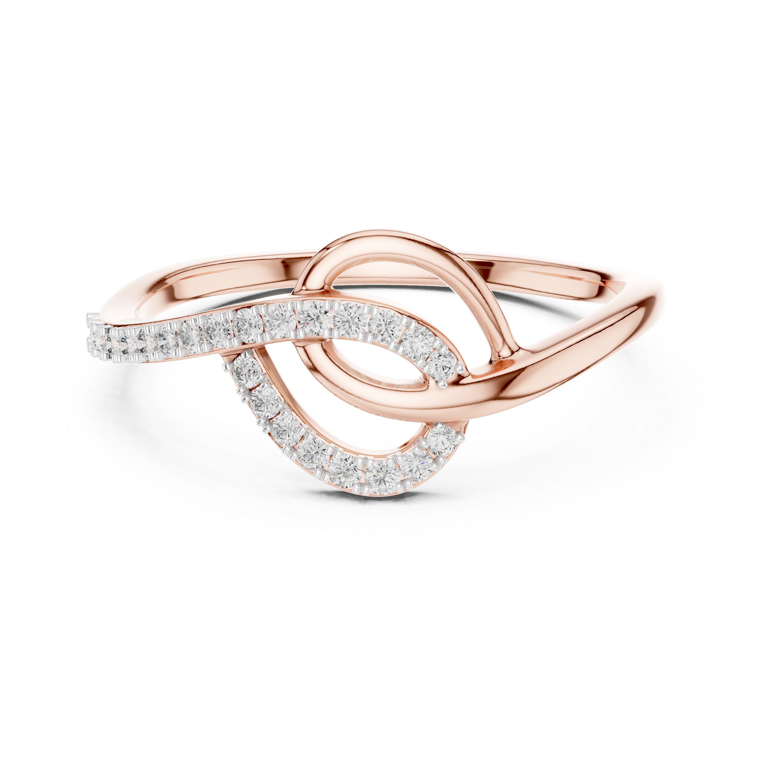 Round Cut Diamond Interlaced Infinity Twist Ring