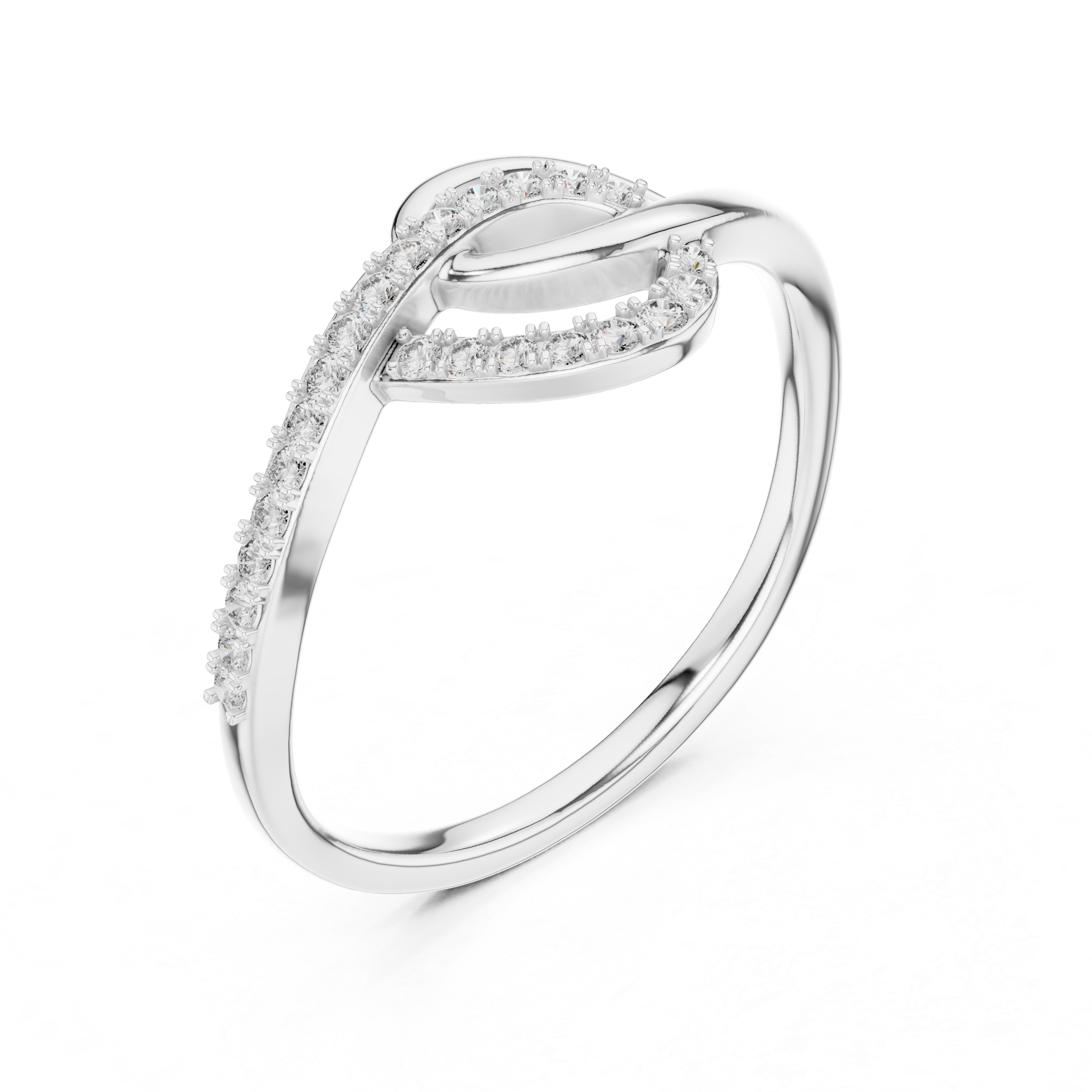 Round Cut Diamond Interlaced Infinity Twist Ring