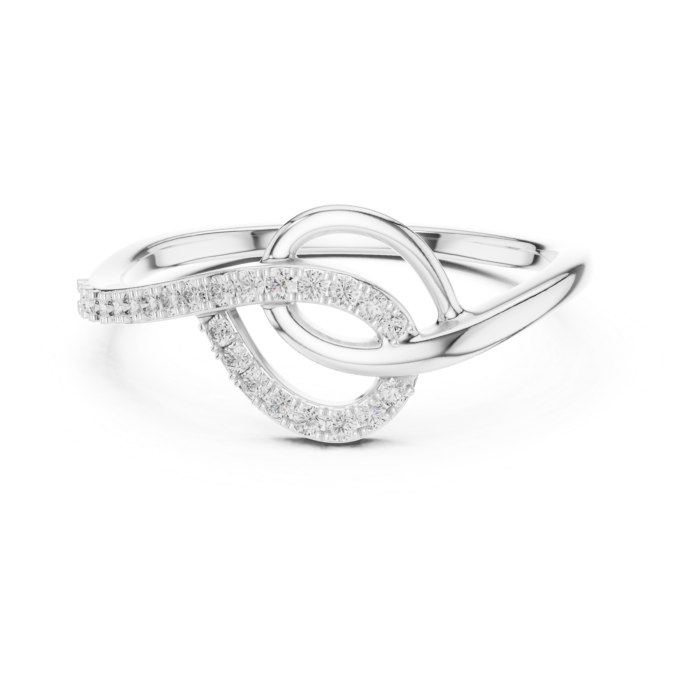 Round Cut Diamond Interlaced Infinity Twist Ring