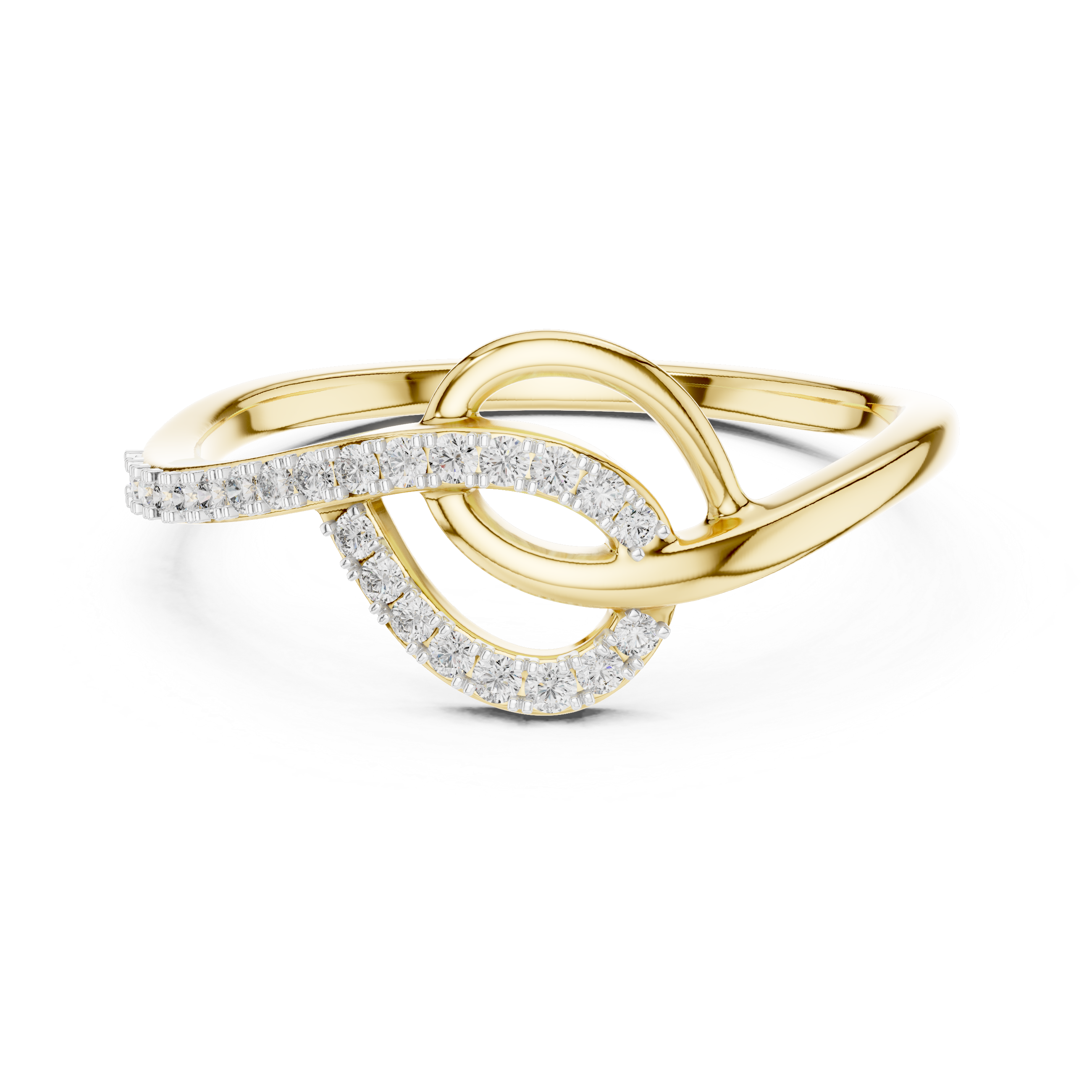 Round Cut Diamond Interlaced Infinity Twist Ring