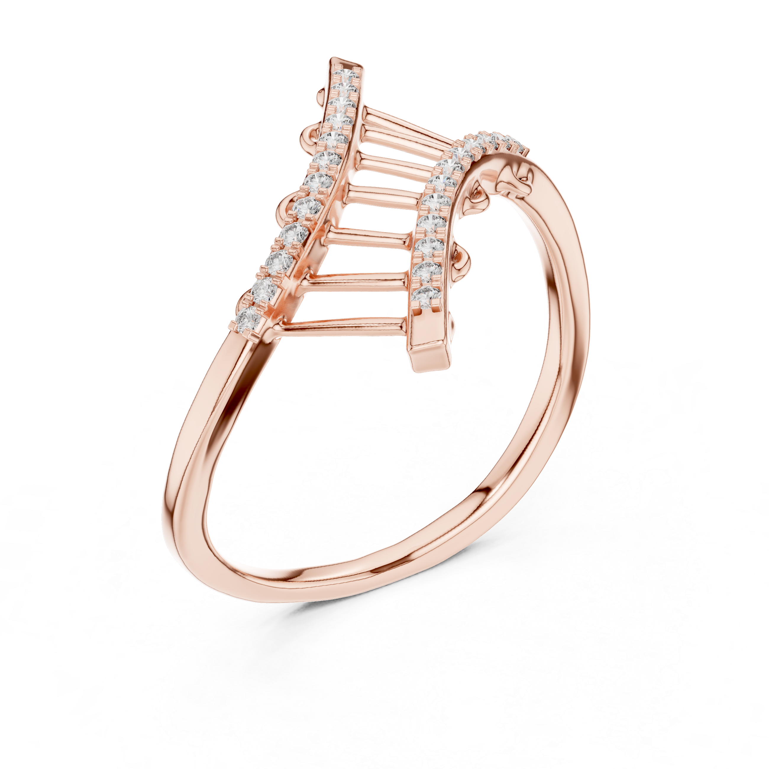 Round Cut Diamond Crisscross Lattice Band Ring