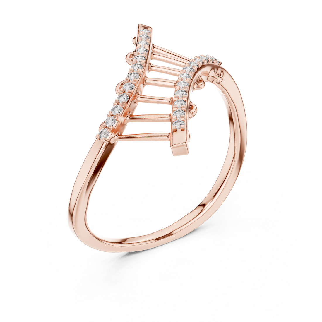 Round Cut Diamond Crisscross Lattice Band Ring