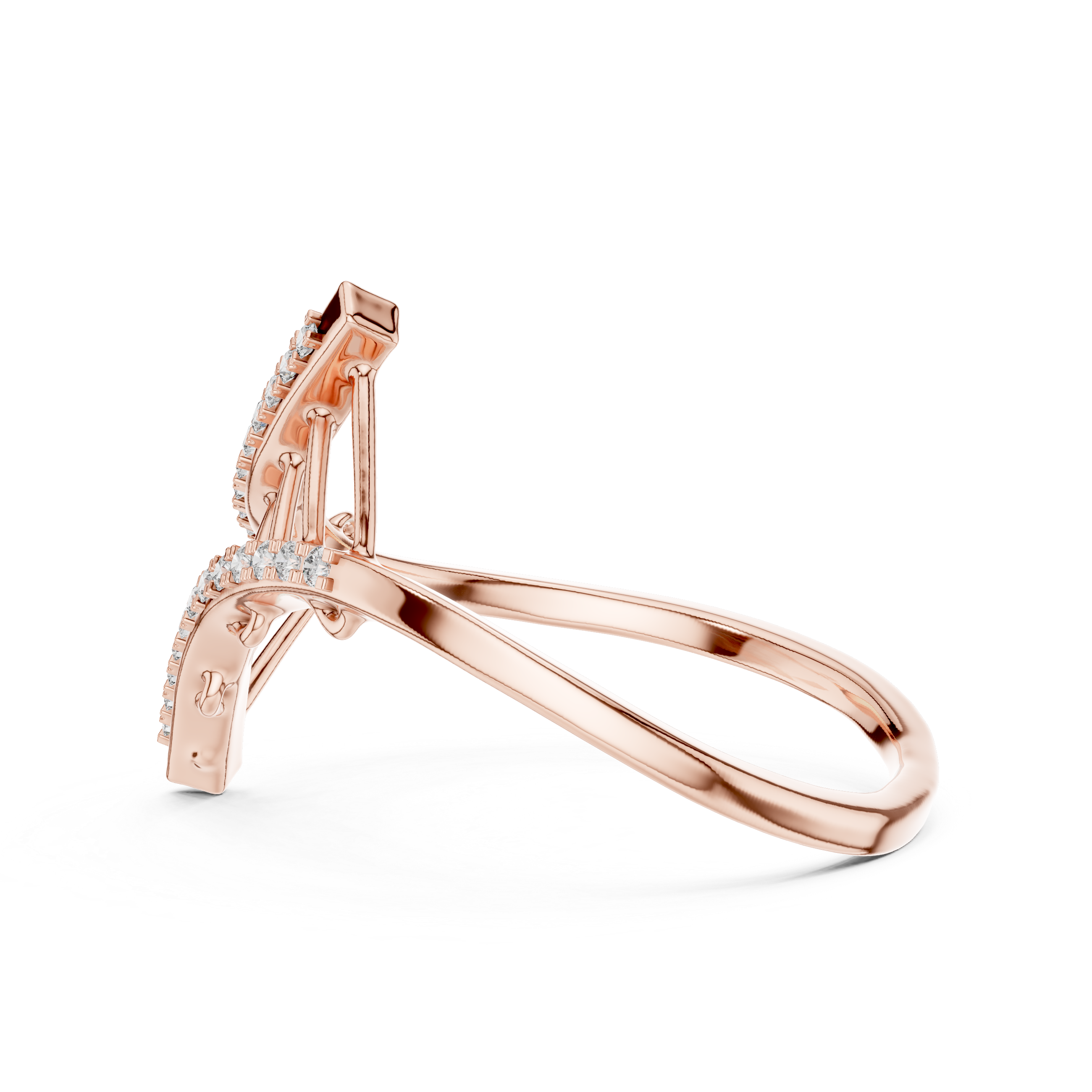 Round Cut Diamond Crisscross Lattice Band Ring