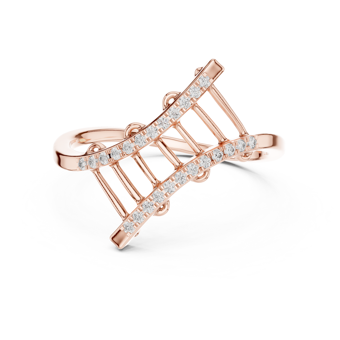 Round Cut Diamond Crisscross Lattice Band Ring