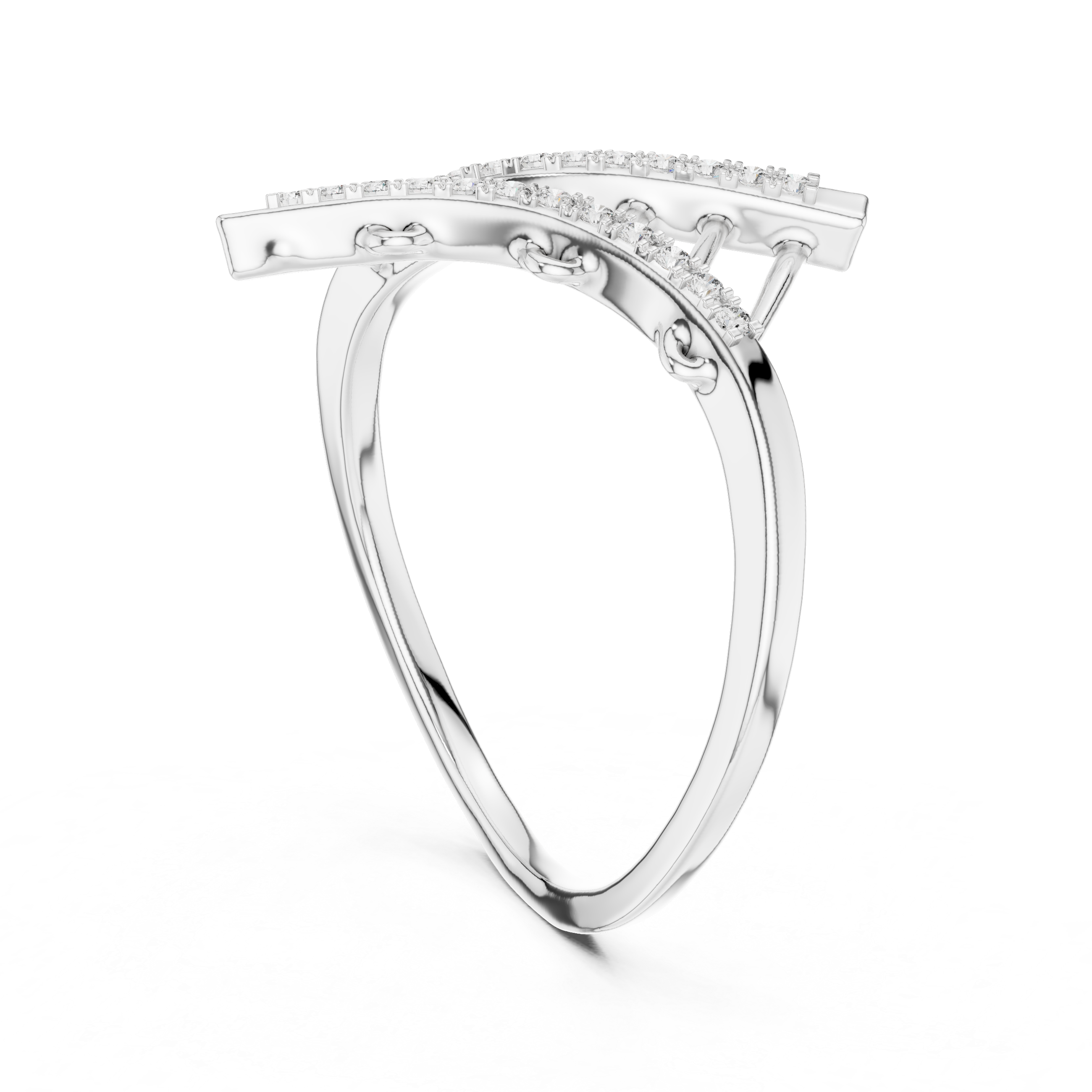 Round Cut Diamond Crisscross Lattice Band Ring