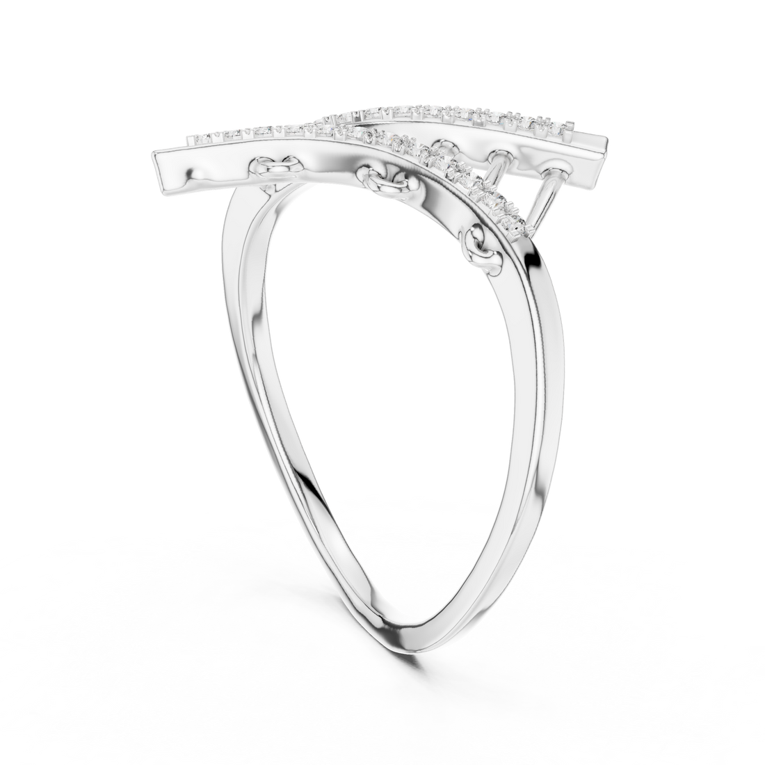 Round Cut Diamond Crisscross Lattice Band Ring