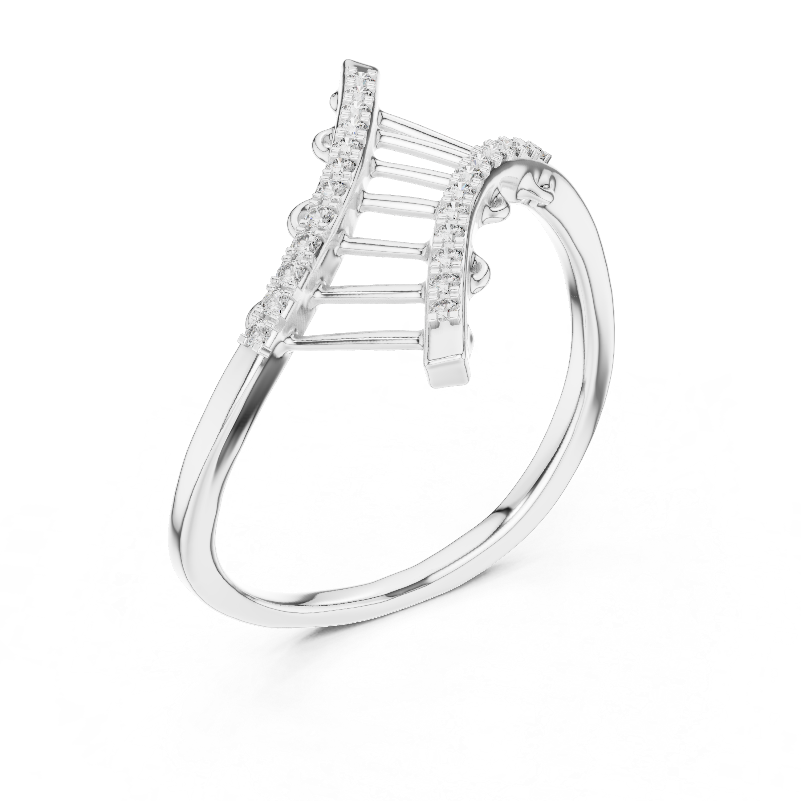 Round Cut Diamond Crisscross Lattice Band Ring