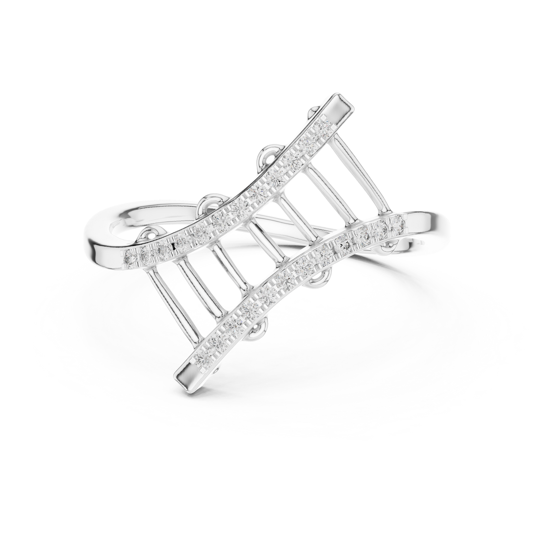 Round Cut Diamond Crisscross Lattice Band Ring