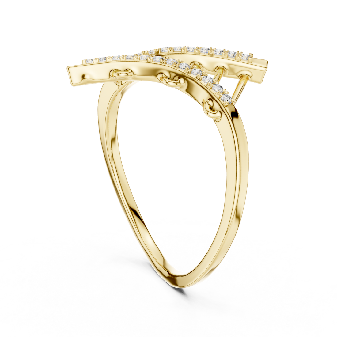 Round Cut Diamond Crisscross Lattice Band Ring