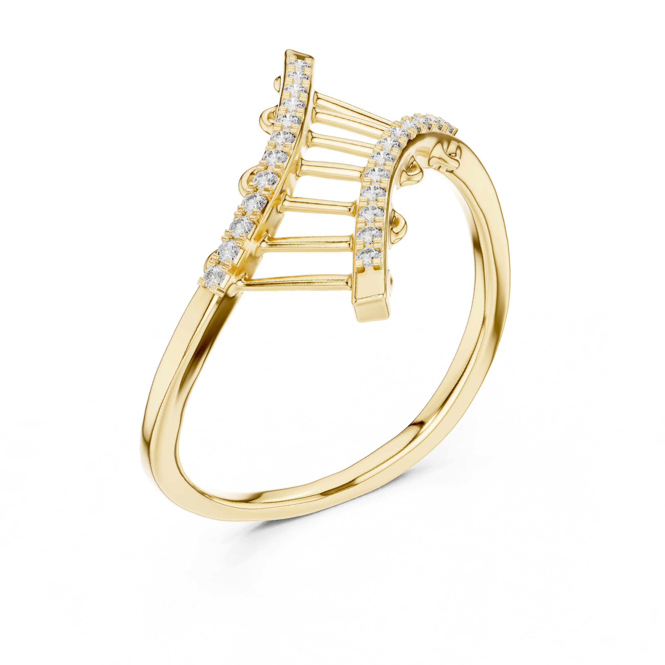 Round Cut Diamond Crisscross Lattice Band Ring