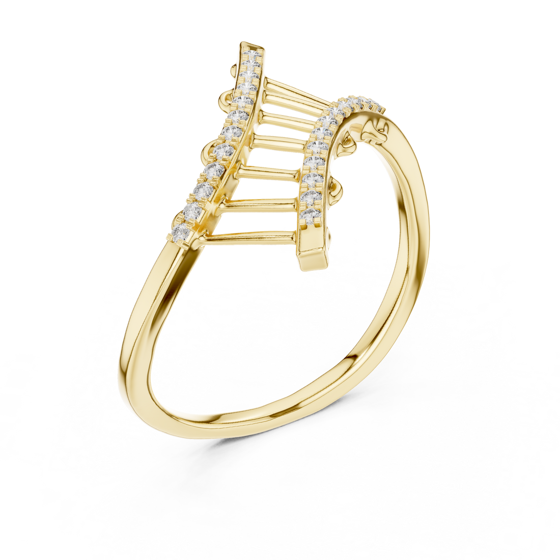 Round Cut Diamond Crisscross Lattice Band Ring