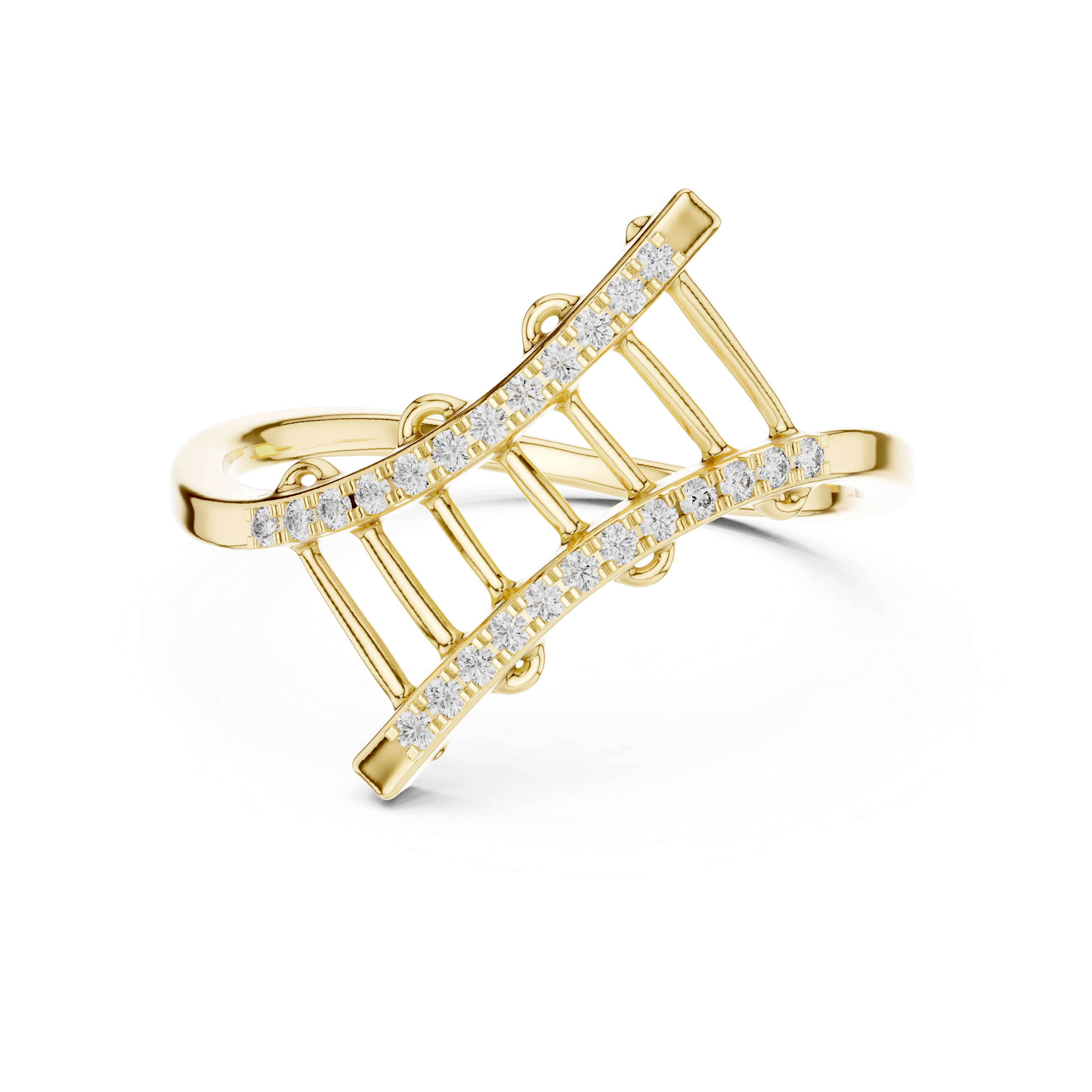 Round Cut Diamond Crisscross Lattice Band Ring