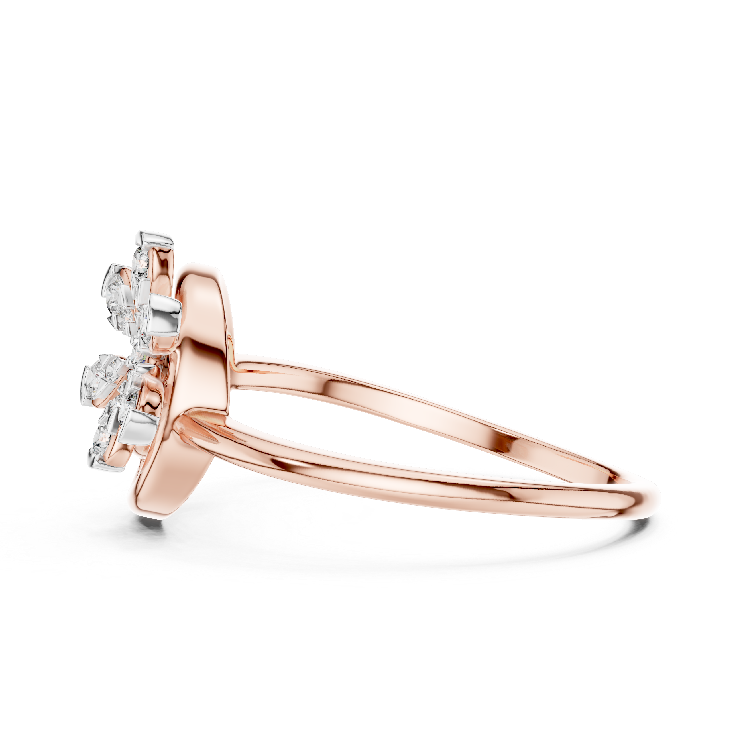 Round Cut Diamond Floral Swirl Open Circle Ring