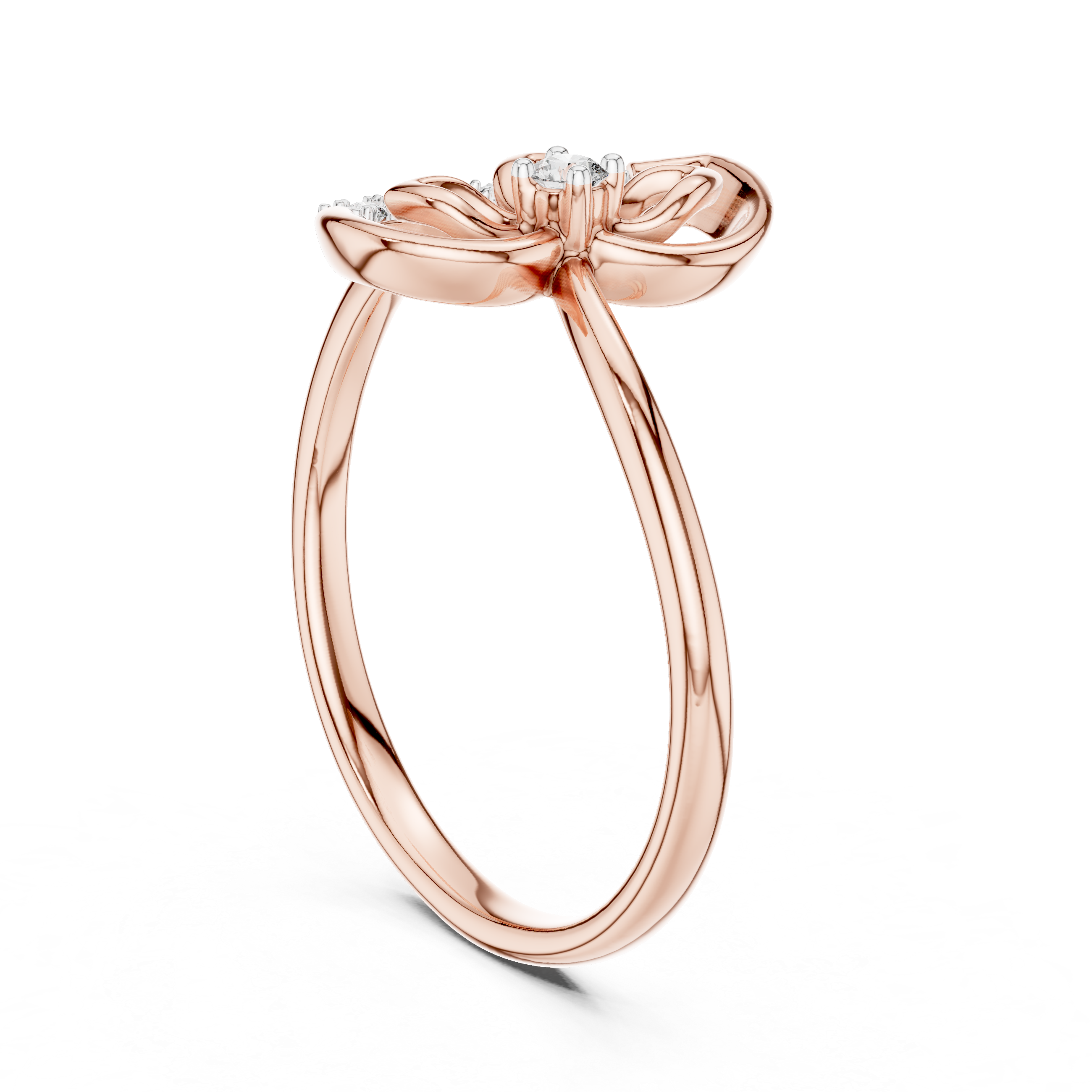 Round Cut Diamond Elegant Swirl Twist Ring