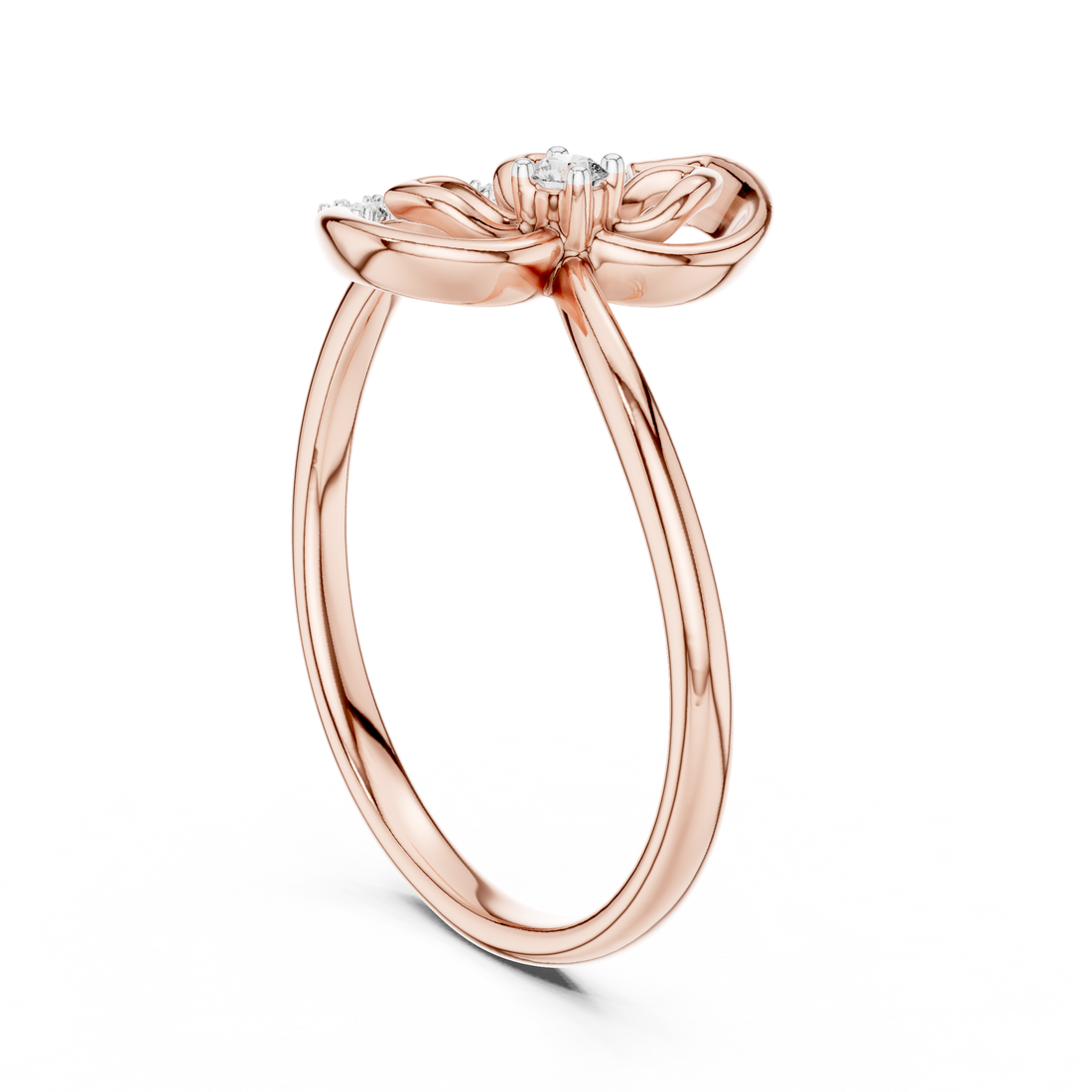 Round Cut Diamond Elegant Swirl Twist Ring
