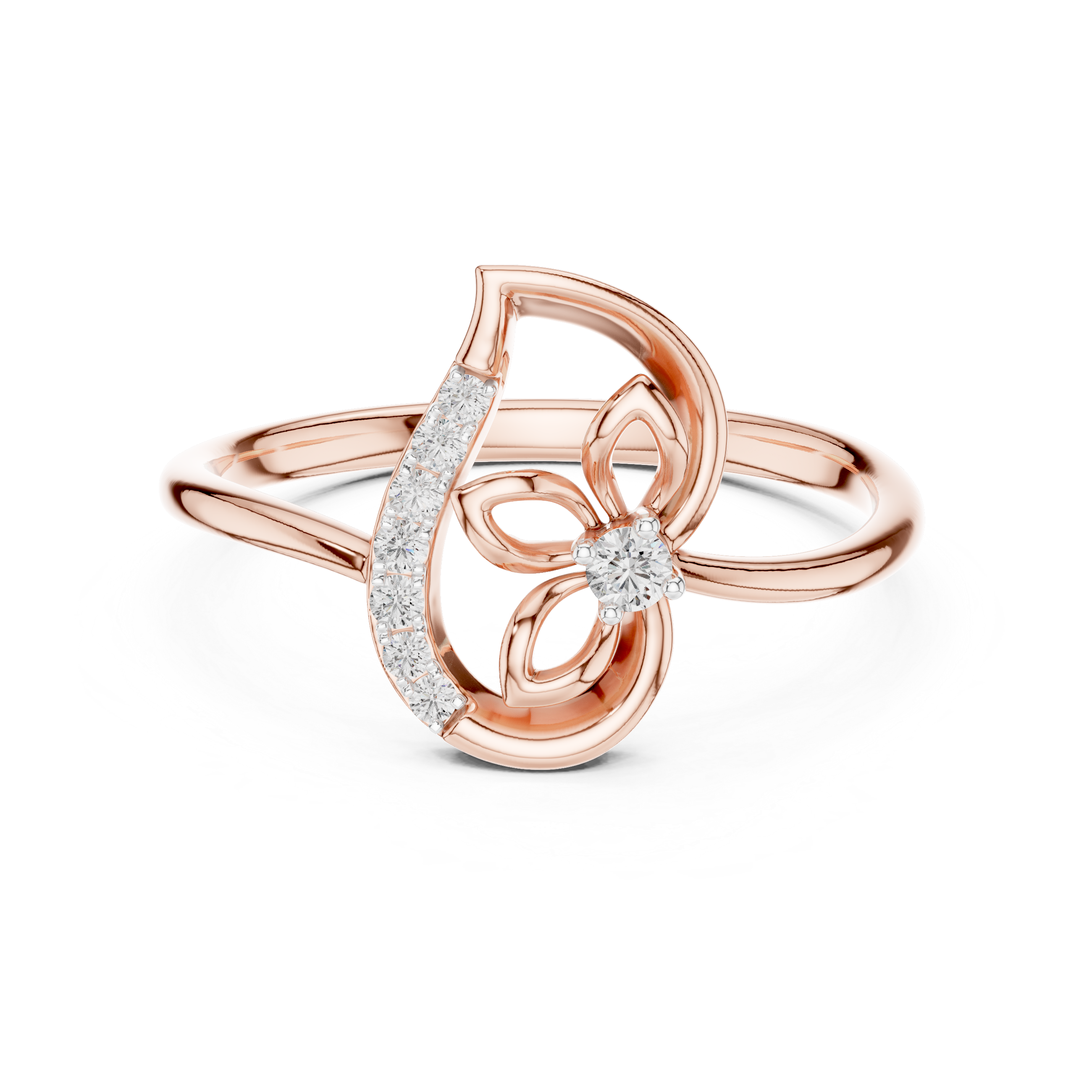 Round Cut Diamond Elegant Swirl Twist Ring