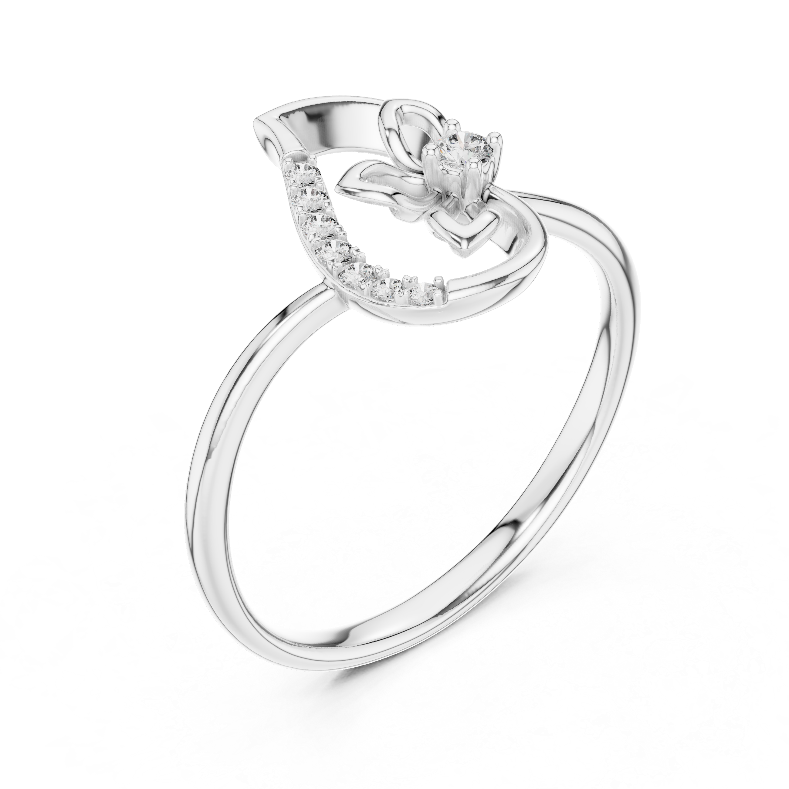 Round Cut Diamond Elegant Swirl Twist Ring