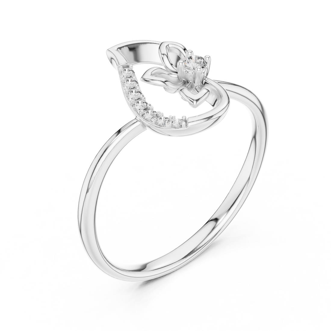 Round Cut Diamond Elegant Swirl Twist Ring