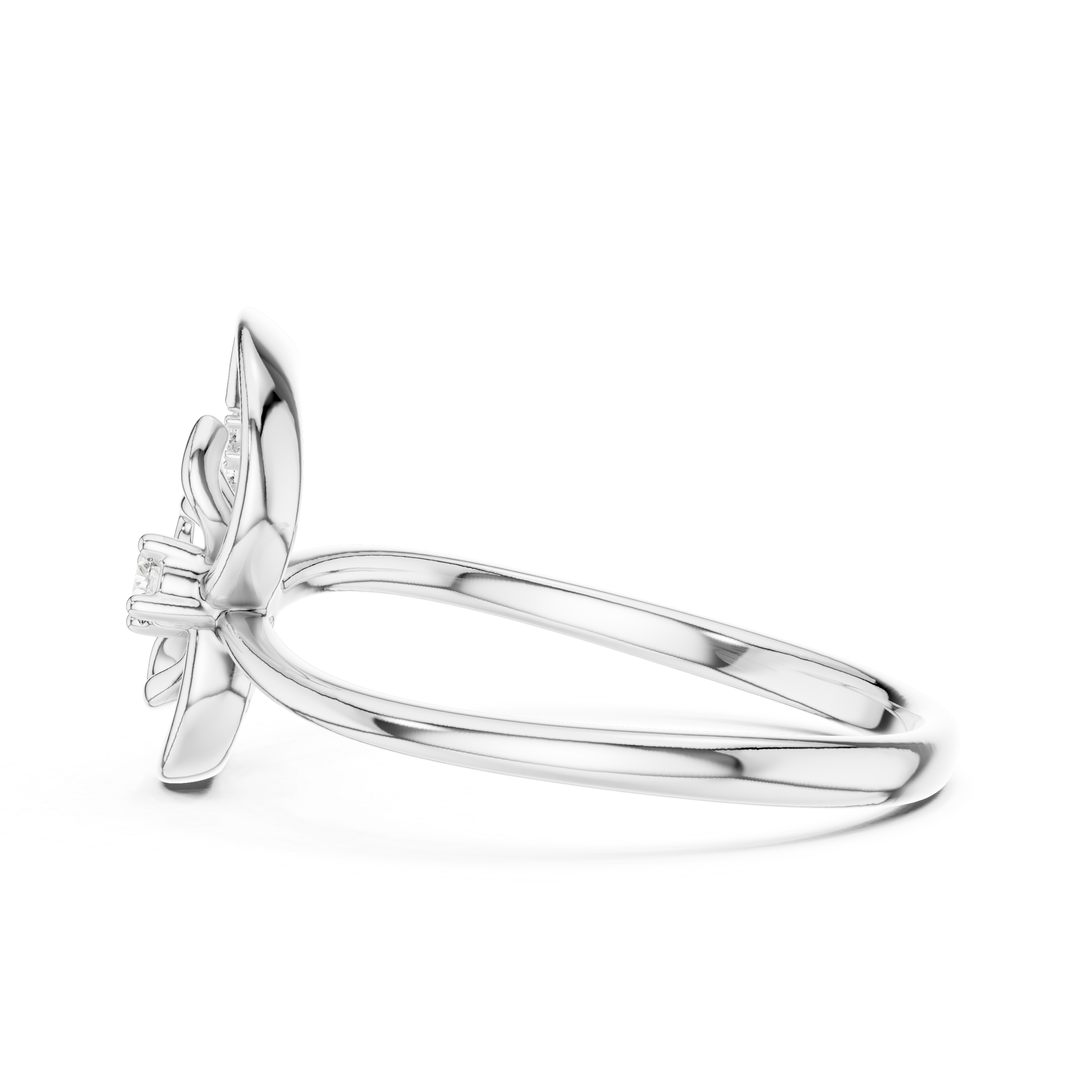 Round Cut Diamond Elegant Swirl Twist Ring