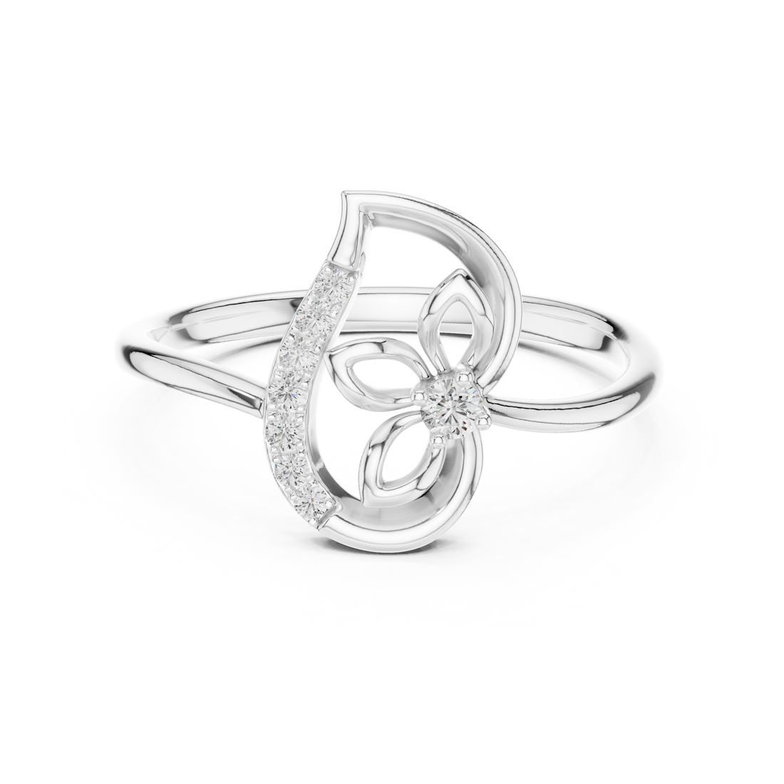 Round Cut Diamond Elegant Swirl Twist Ring