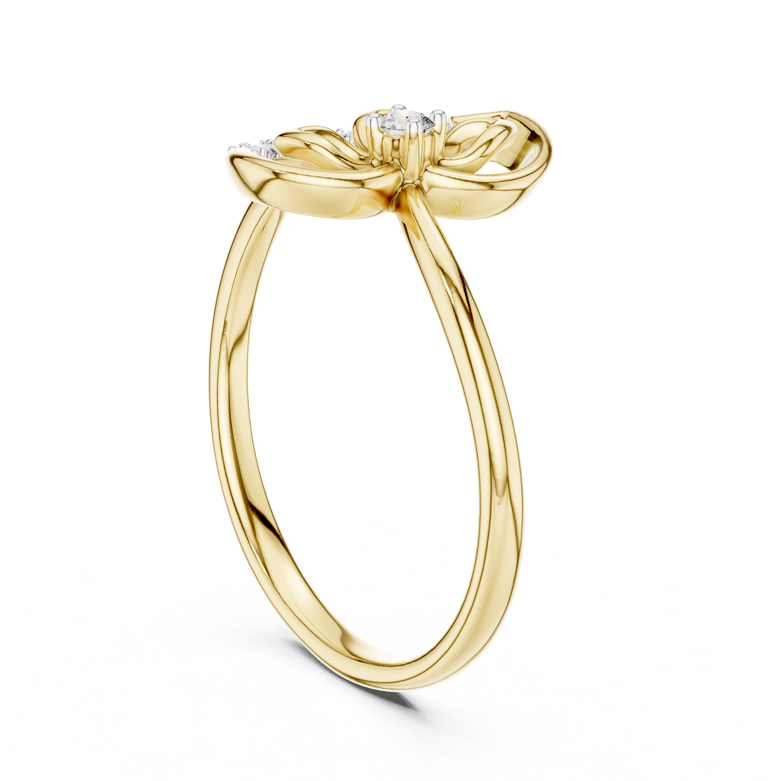Round Cut Diamond Elegant Swirl Twist Ring