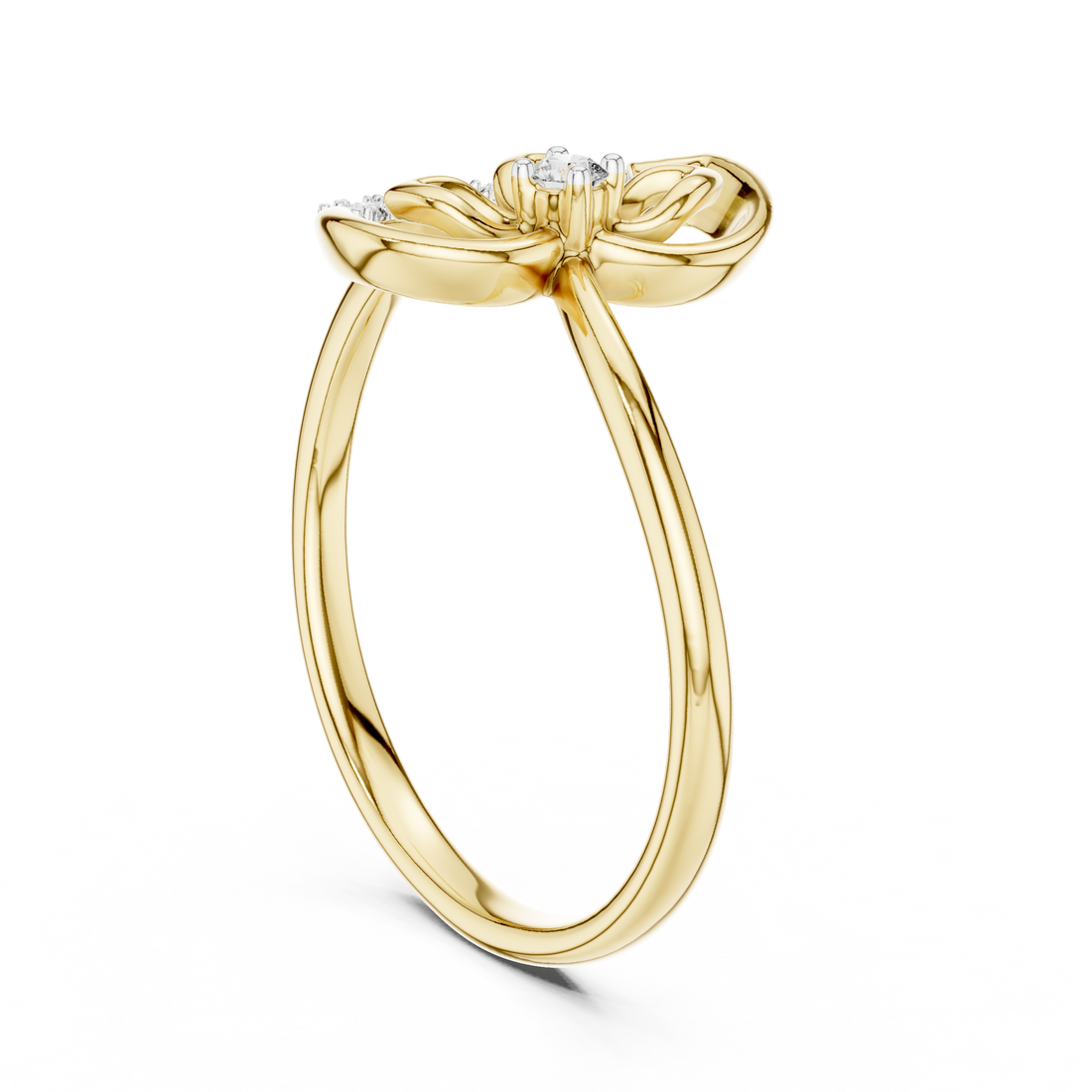 Round Cut Diamond Elegant Swirl Twist Ring