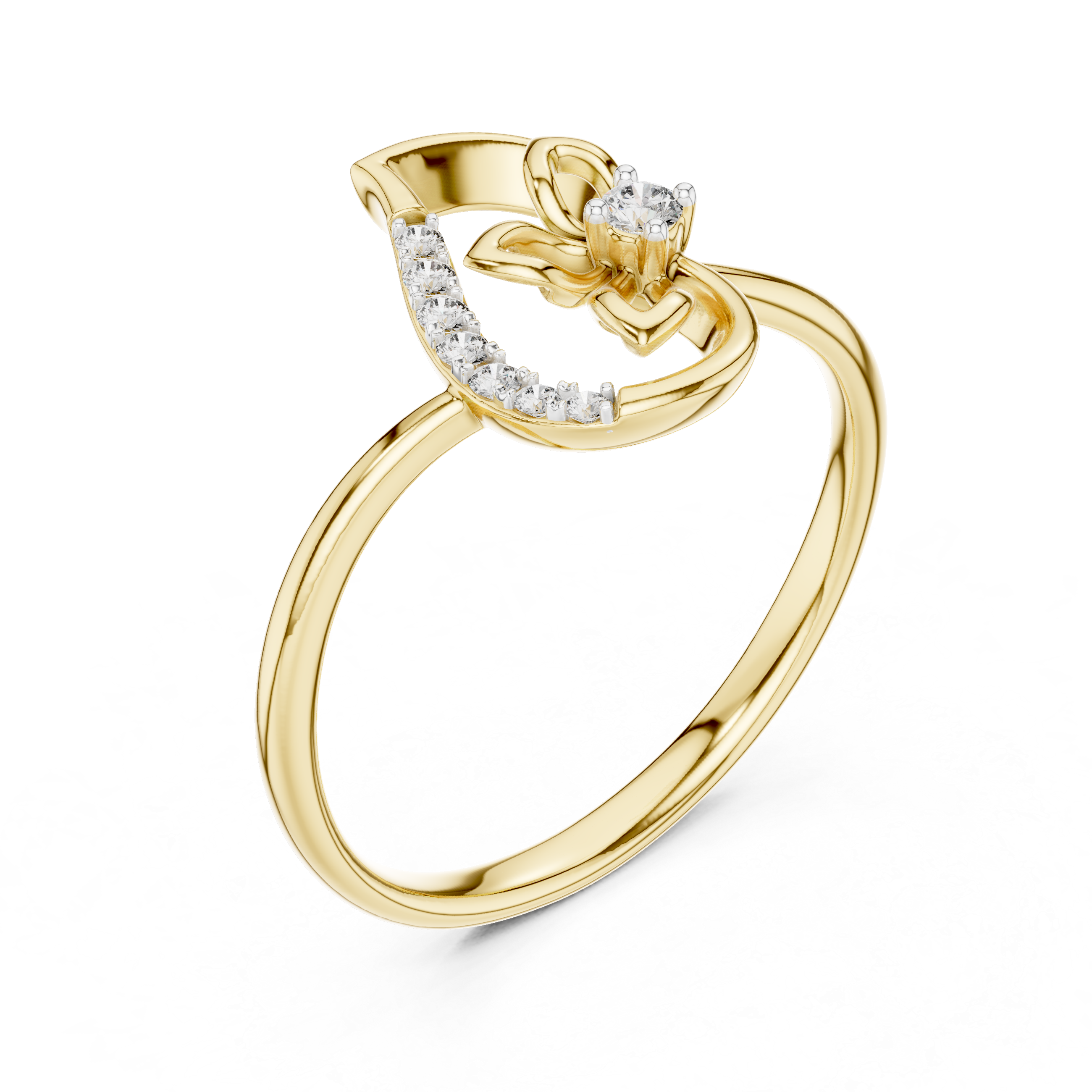 Round Cut Diamond Elegant Swirl Twist Ring