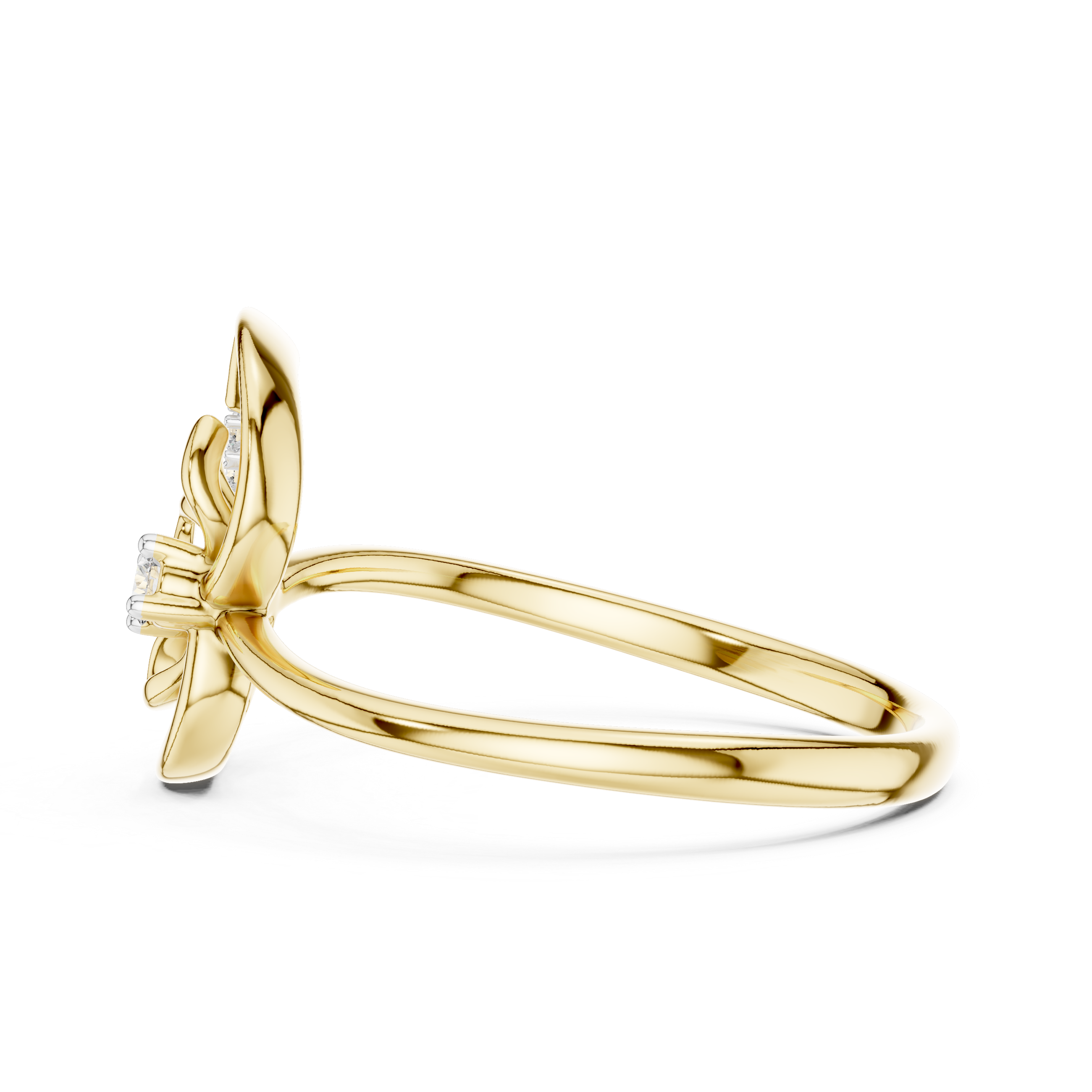 Round Cut Diamond Elegant Swirl Twist Ring