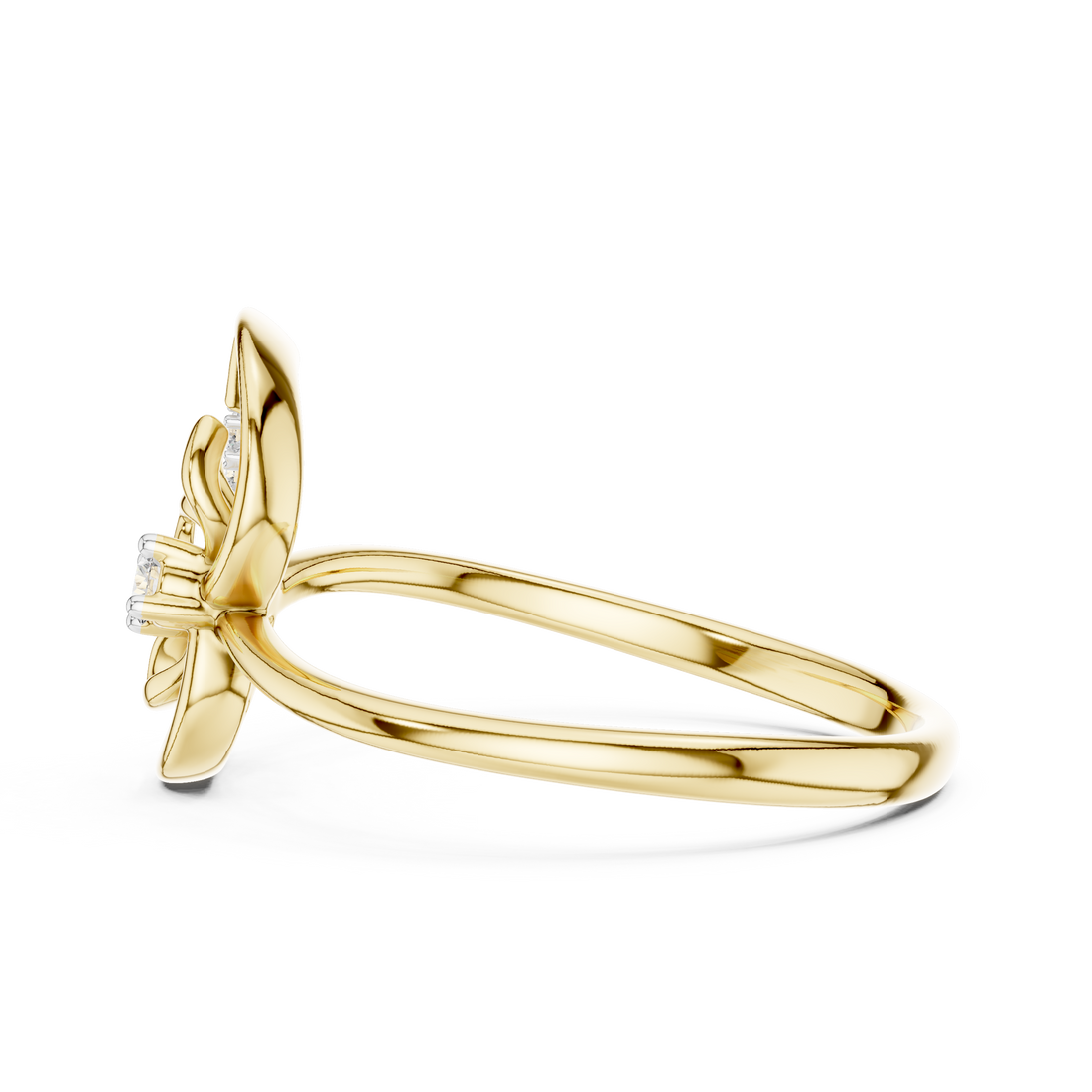 Round Cut Diamond Elegant Swirl Twist Ring