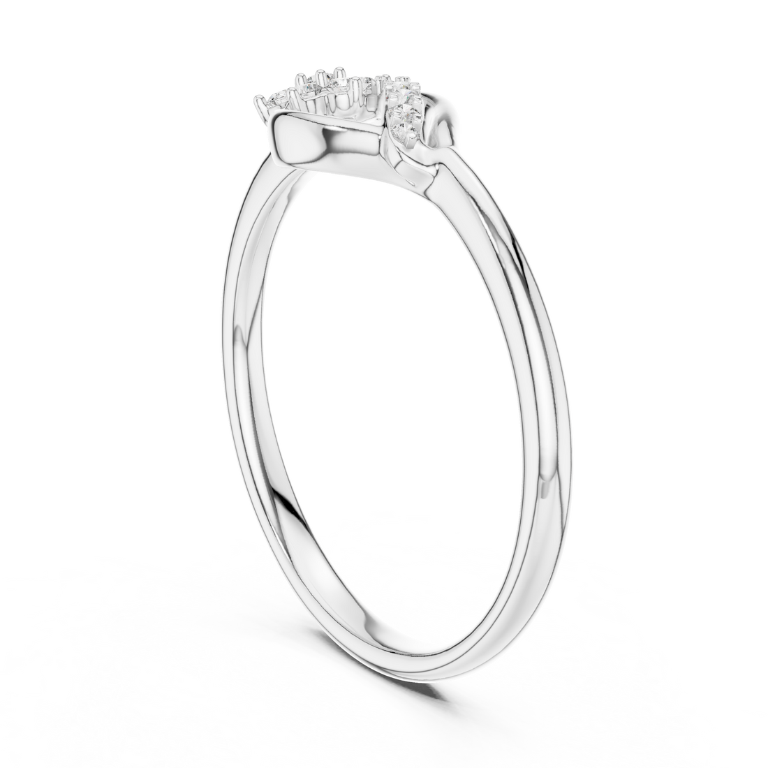 Round Cut Diamond Twist Ring with Floral Cluster and Side Stone Accents