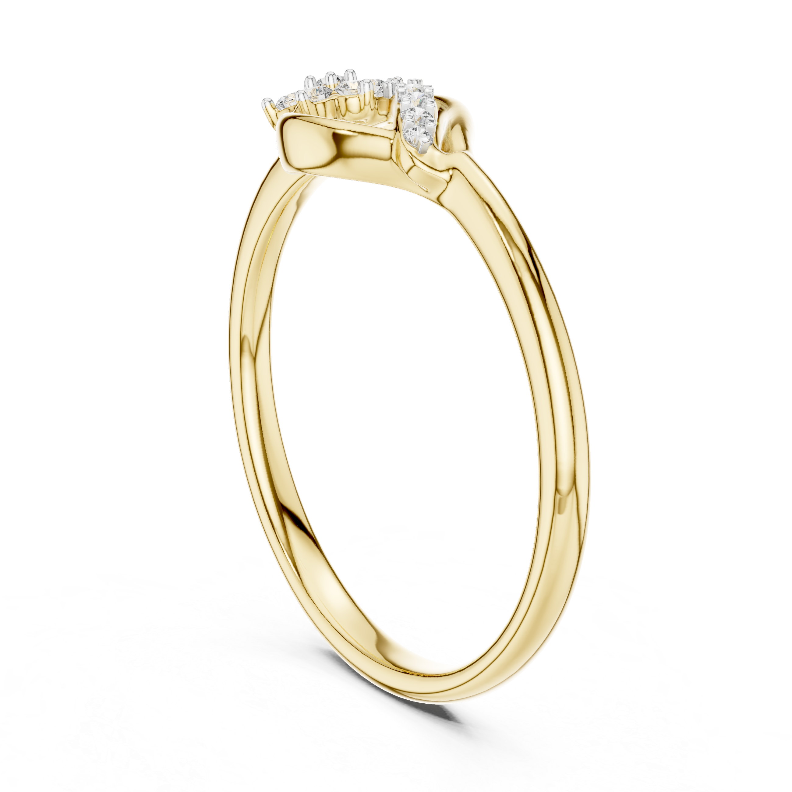 Round Cut Diamond Twist Ring with Floral Cluster and Side Stone Accents