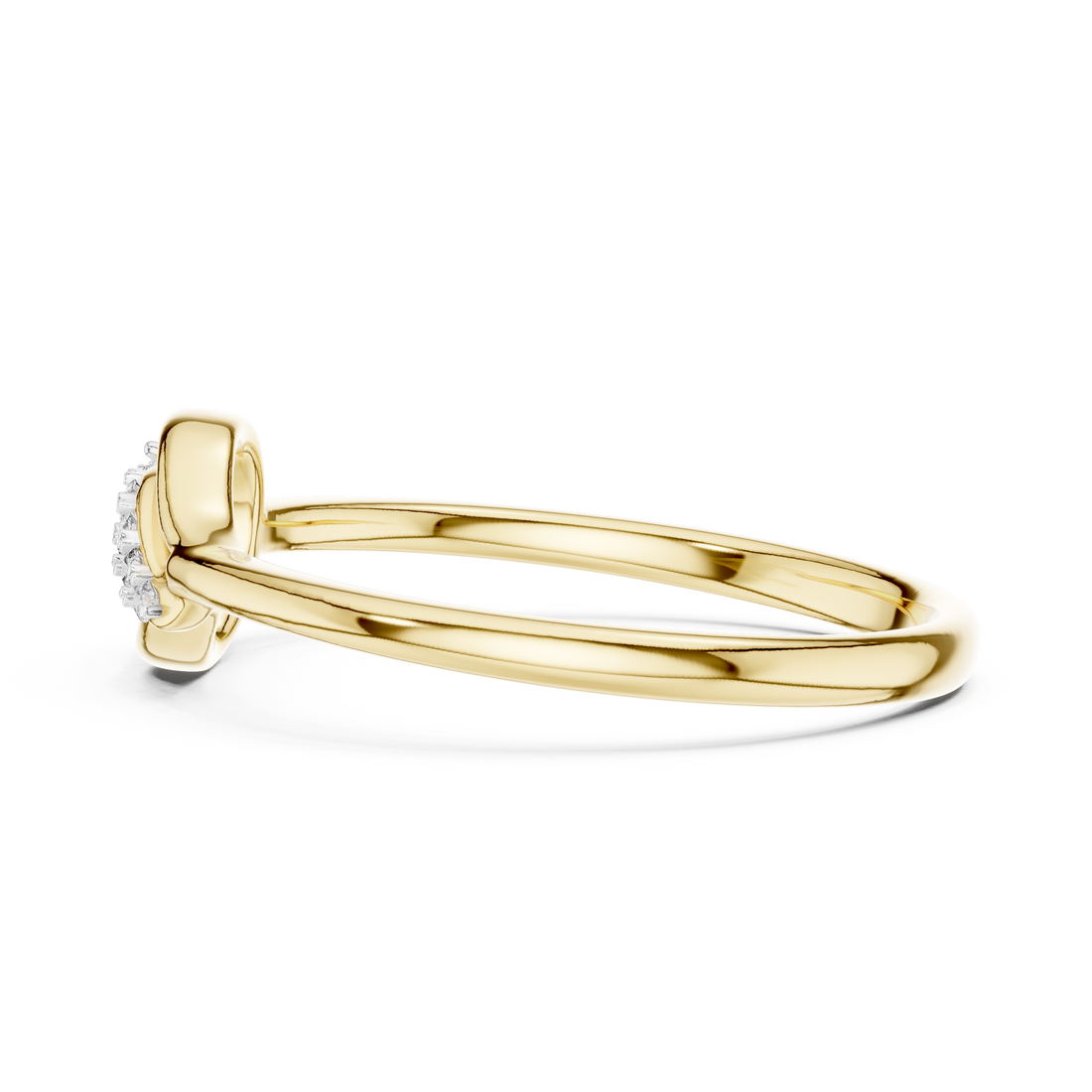 Round Cut Diamond Twist Ring with Floral Cluster and Side Stone Accents