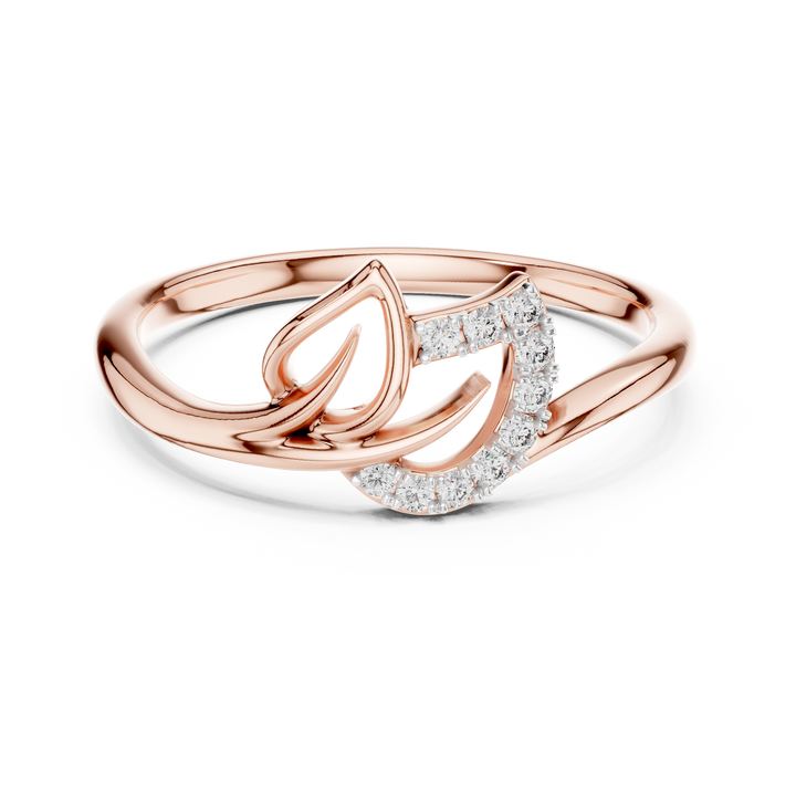 Round Cut Diamond Leaf Twist Ring