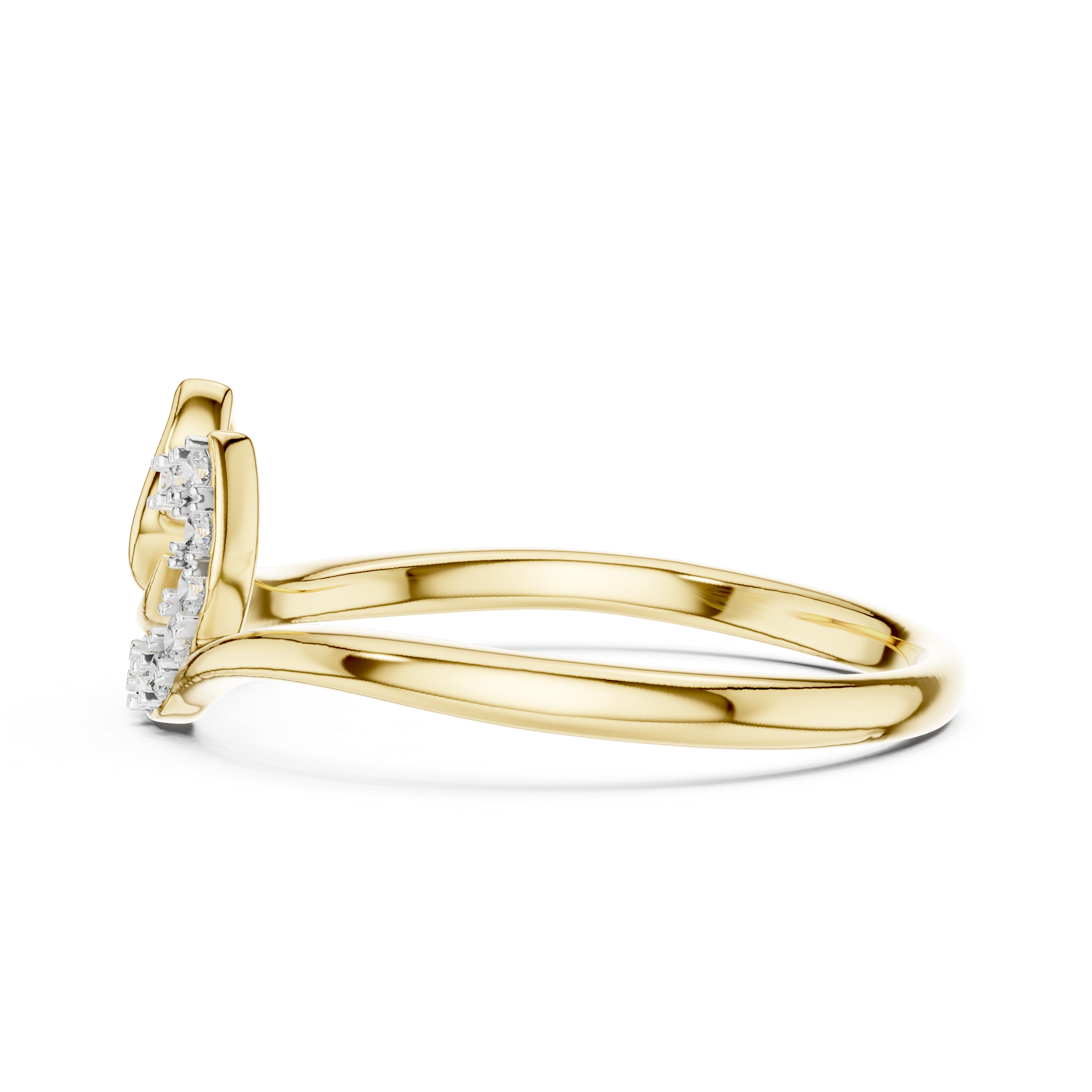 Round Cut Diamond Leaf Twist Ring