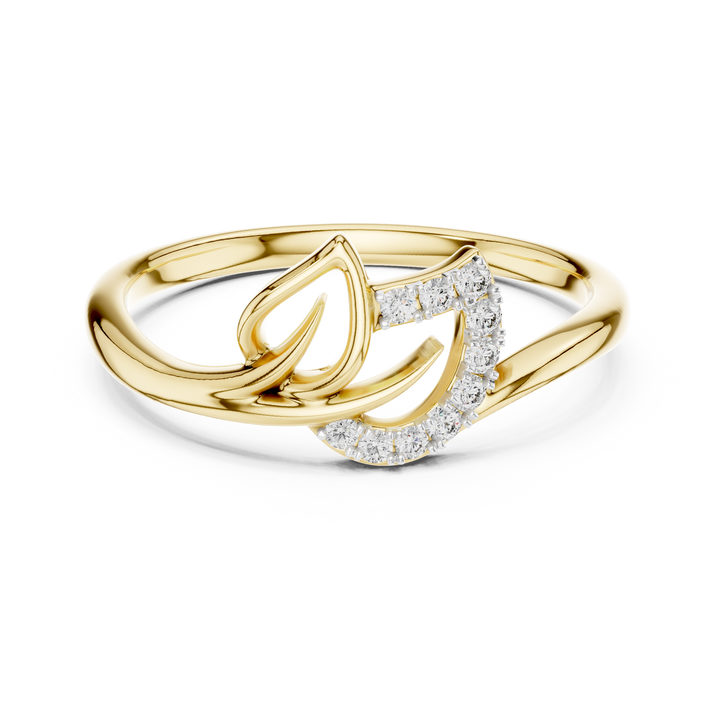 Round Cut Diamond Leaf Twist Ring