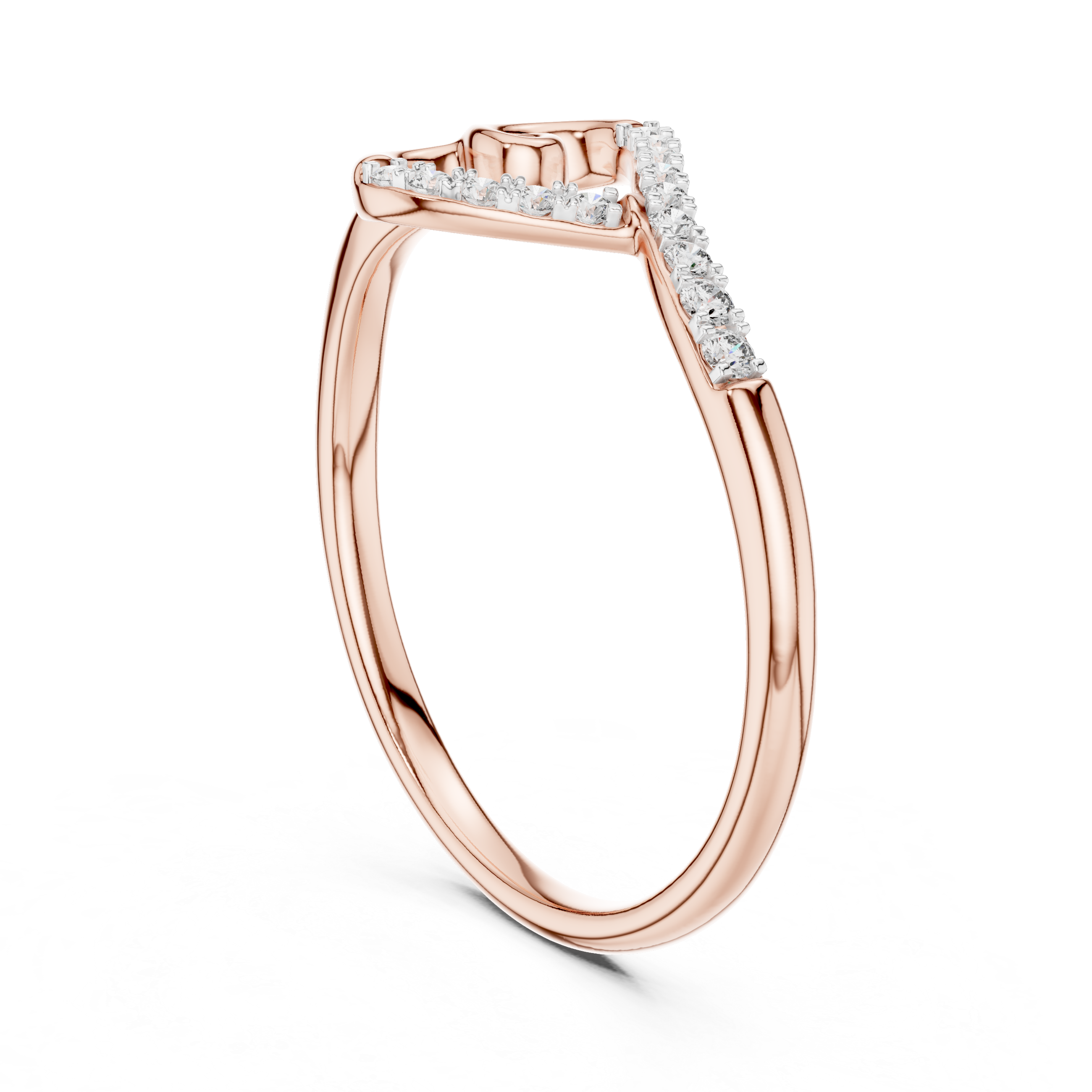 Round Cut Diamond Twist Open Band Ring with Pavé Accents