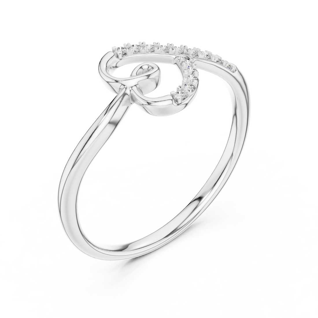 Round Cut Diamond Twist Open Band Ring with Pavé Accents