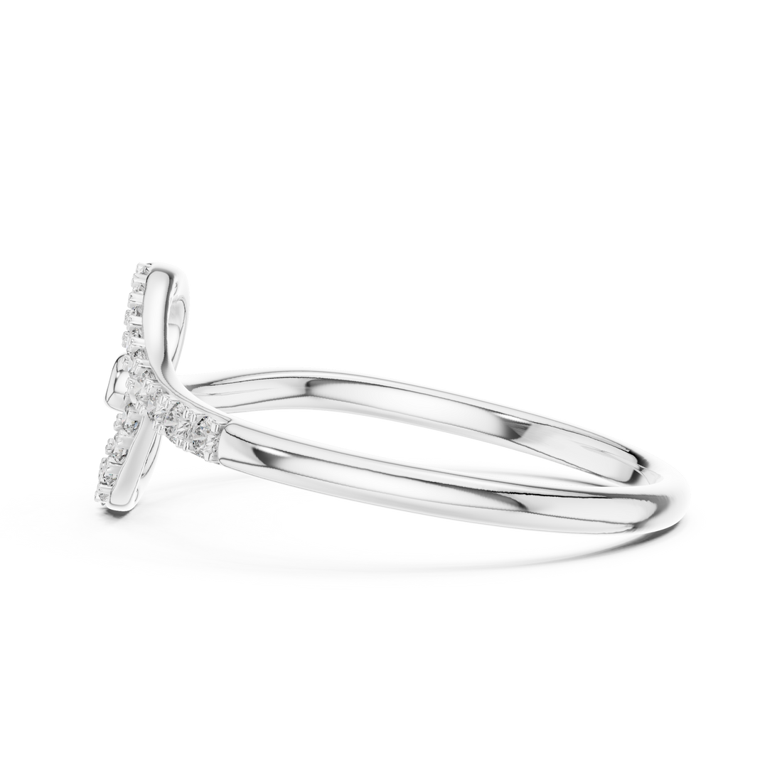 Round Cut Diamond Twist Open Band Ring with Pavé Accents