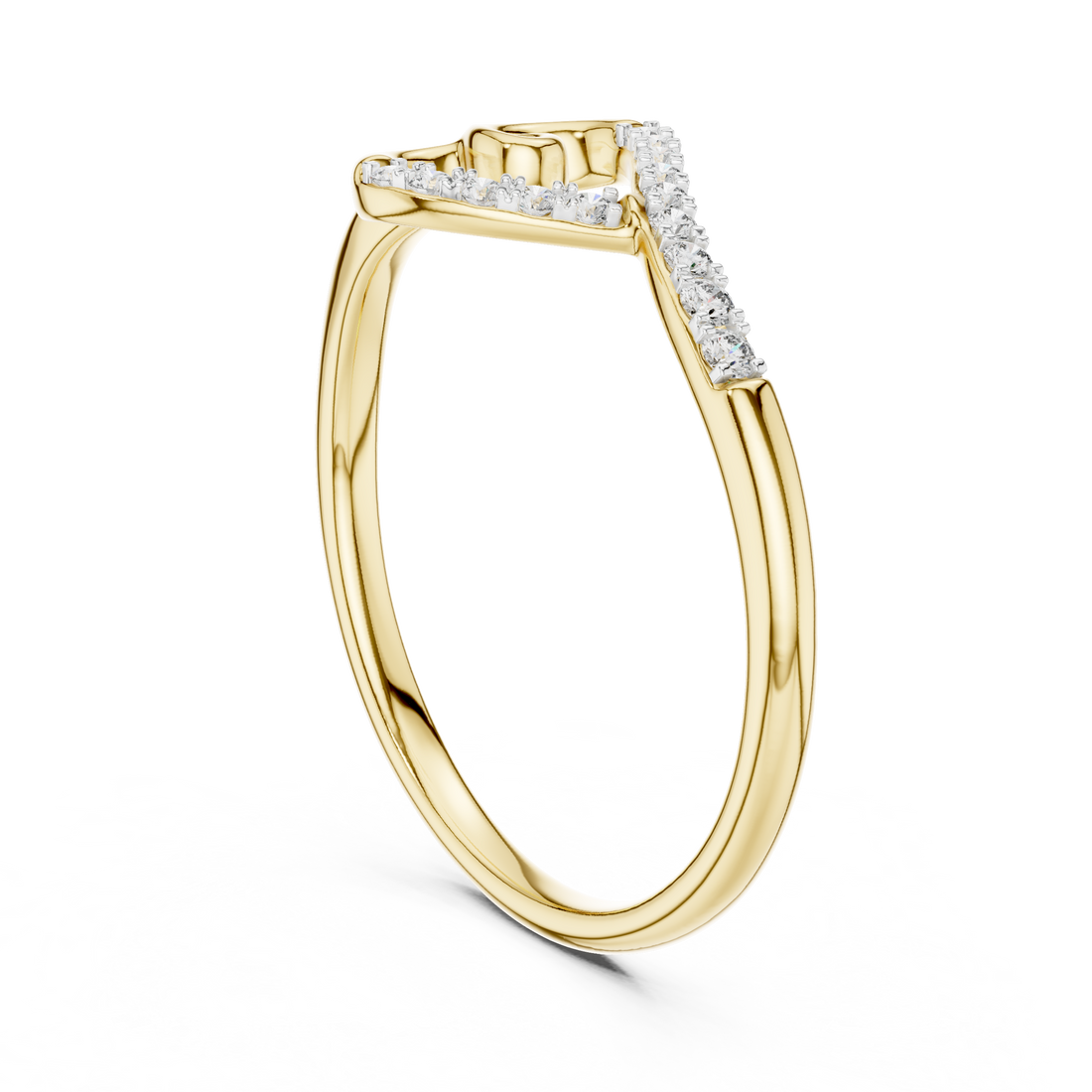 Round Cut Diamond Twist Open Band Ring with Pavé Accents