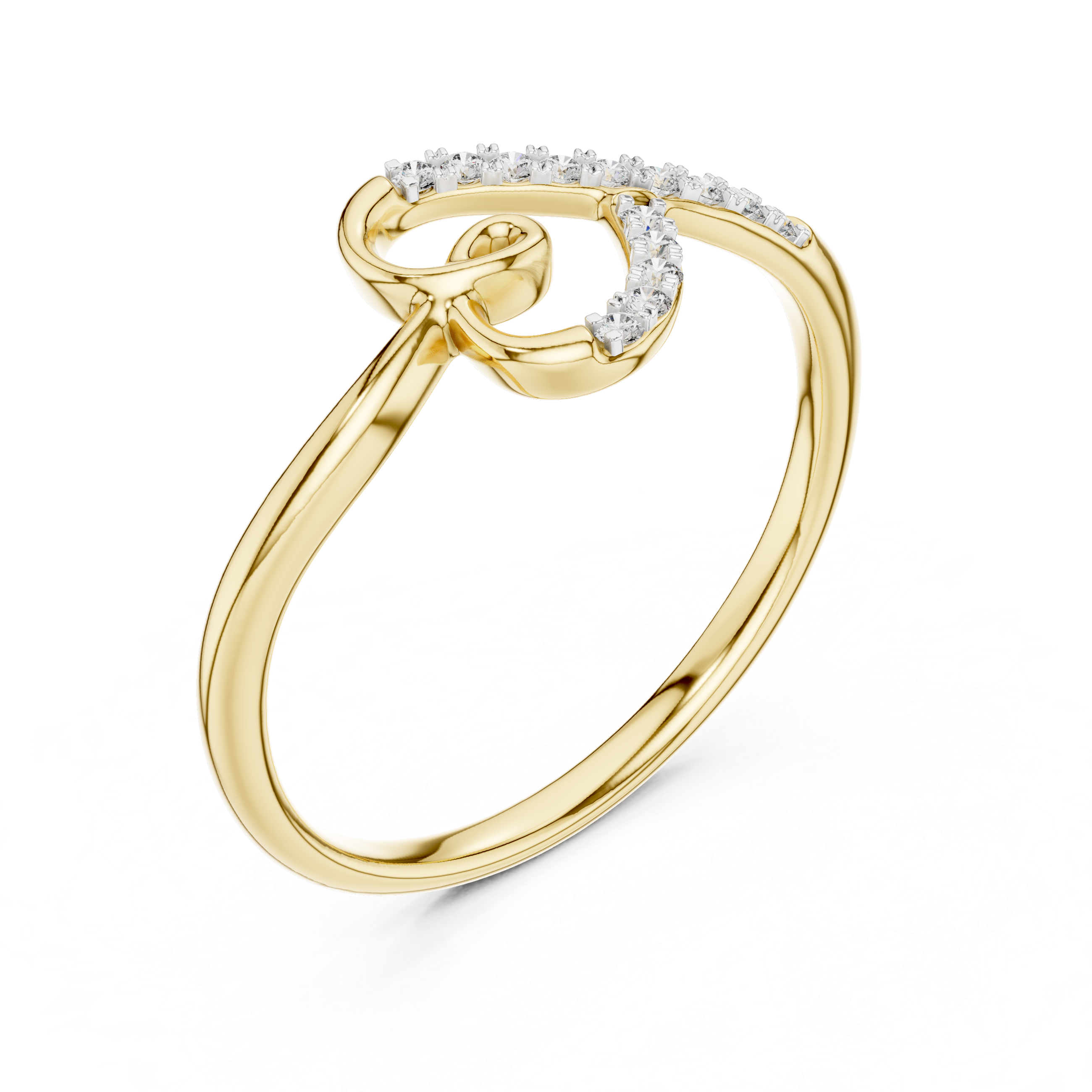 Round Cut Diamond Twist Open Band Ring with Pavé Accents