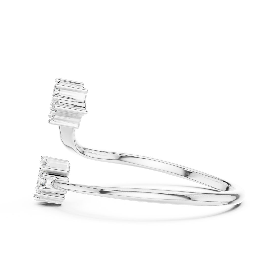 Round Cut Diamond Floral Open Twist Ring with Collet Set Accents