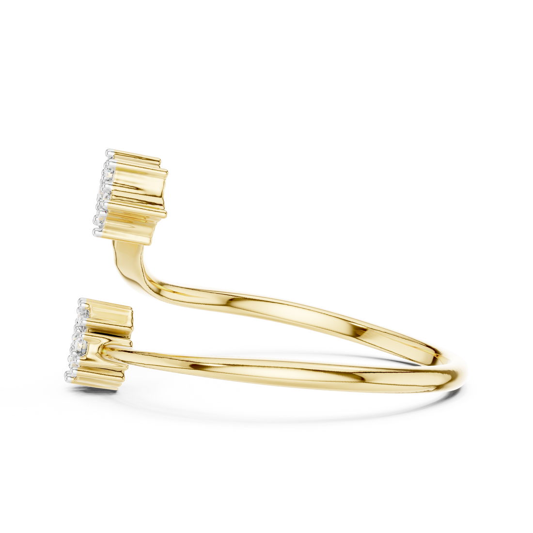 Round Cut Diamond Floral Open Twist Ring with Collet Set Accents