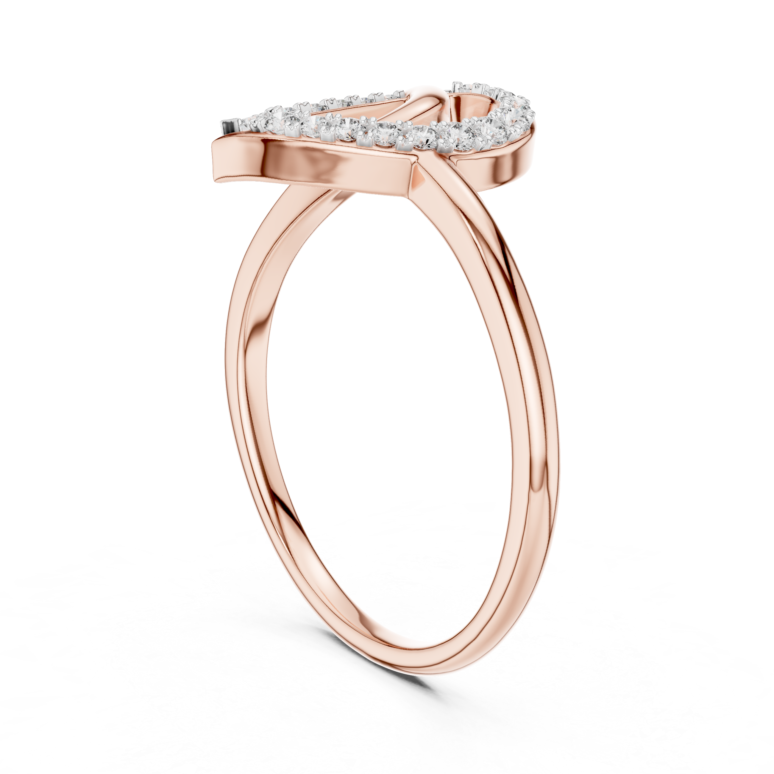 Pear Shape Diamond Interlaced Twist Halo Ring with Pavé Accents