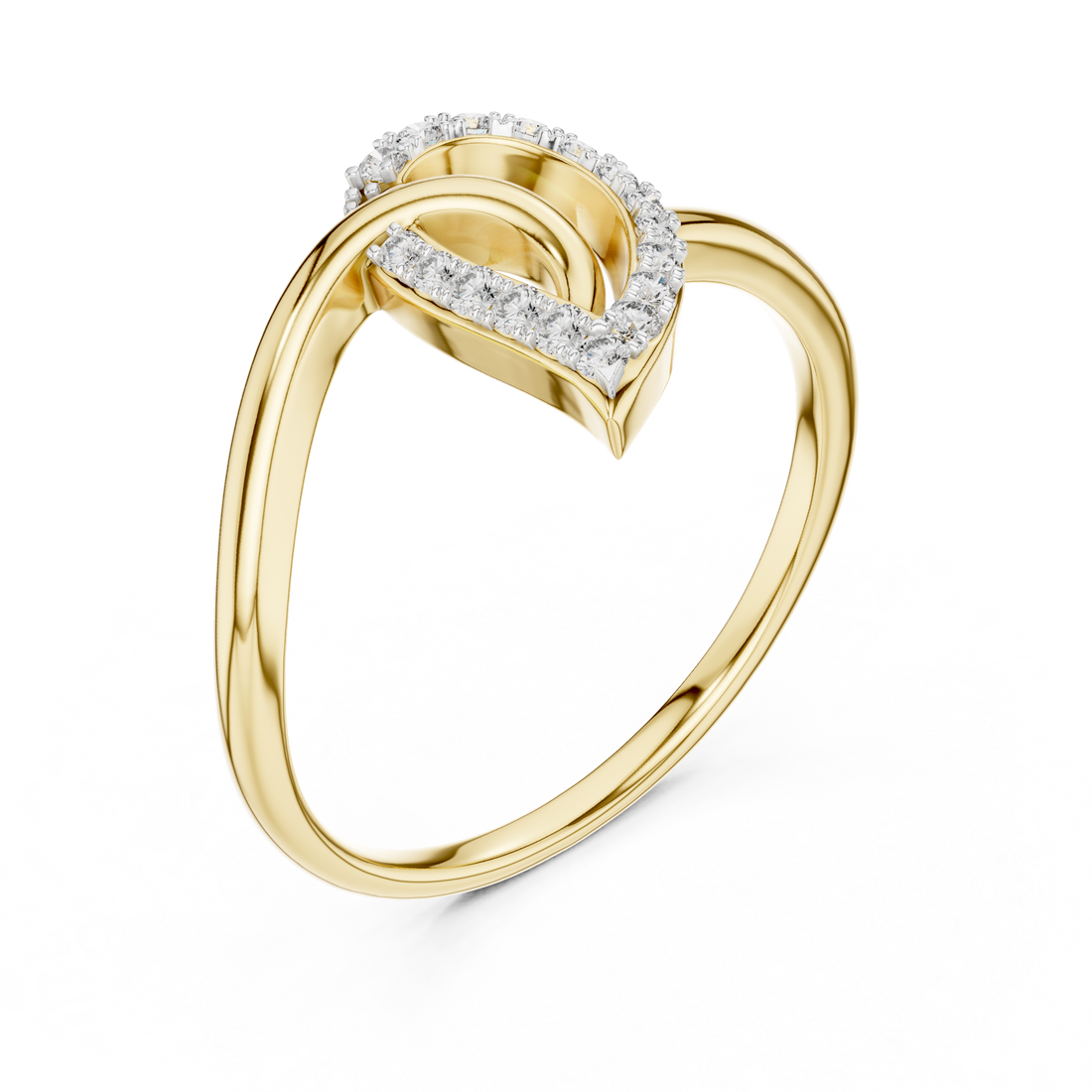 Pear Shape Diamond Interlaced Twist Halo Ring with Pavé Accents