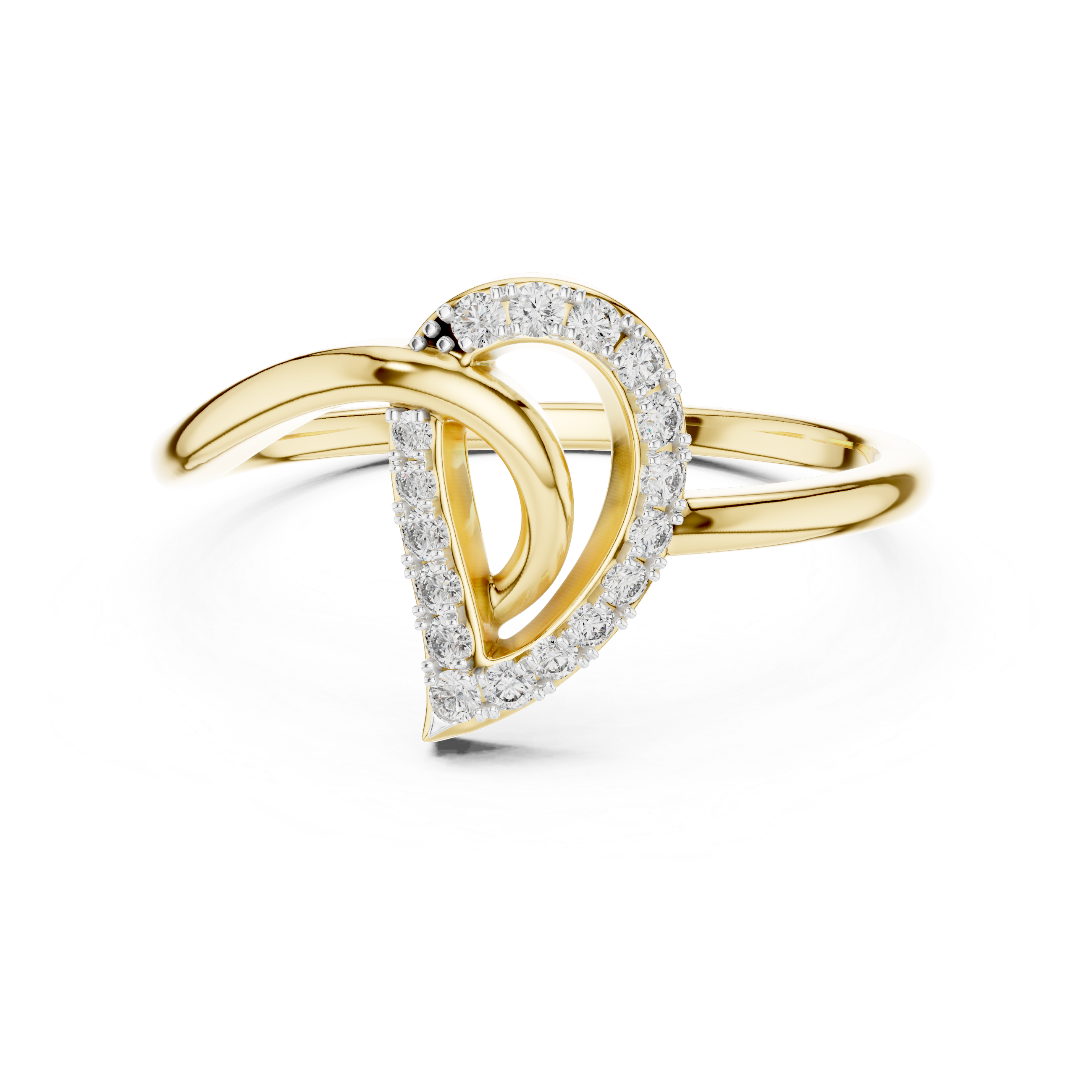 Pear Shape Diamond Interlaced Twist Halo Ring with Pavé Accents