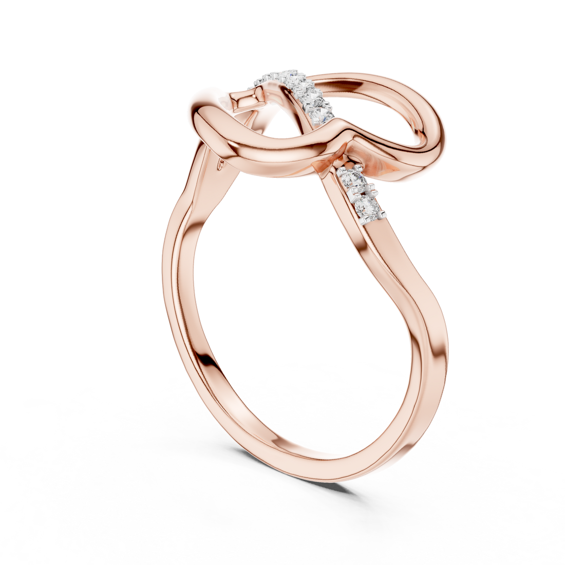 Round Cut Diamond Infinity Twist Band with Pavé Detail