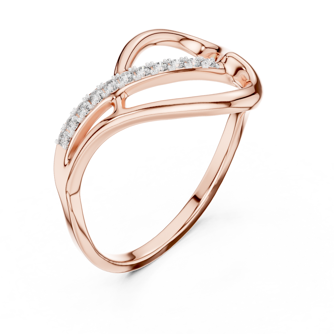Round Cut Diamond Infinity Twist Band with Pavé Detail