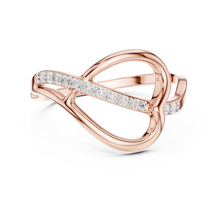 Round Cut Diamond Infinity Twist Band with Pavé Detail
