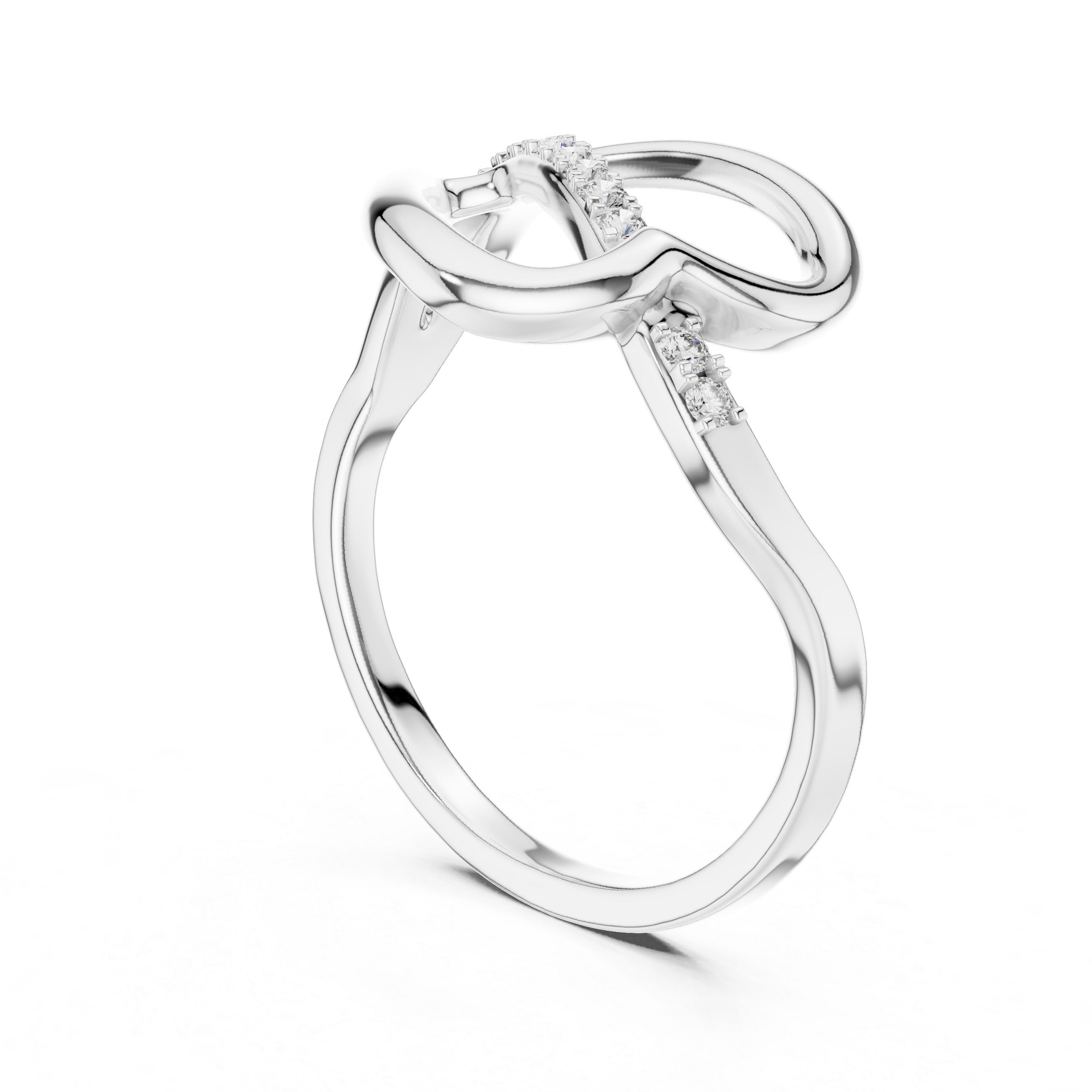 Round Cut Diamond Infinity Twist Band with Pavé Detail